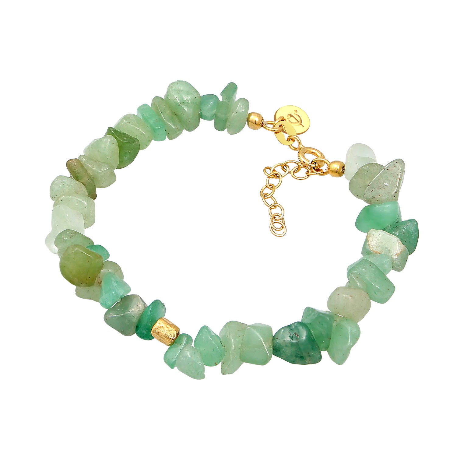 Gold - Elli PREMIUM | Armband Naturstein | Aventurin (Grün) | 925er Sterling Silber