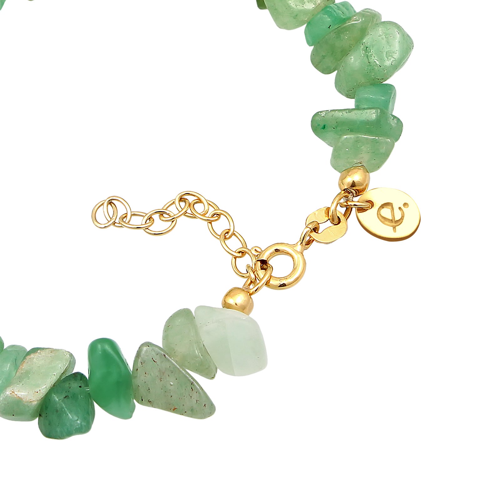 Gold - Elli PREMIUM | Armband Naturstein | Aventurin (Grün) | 925er Sterling Silber