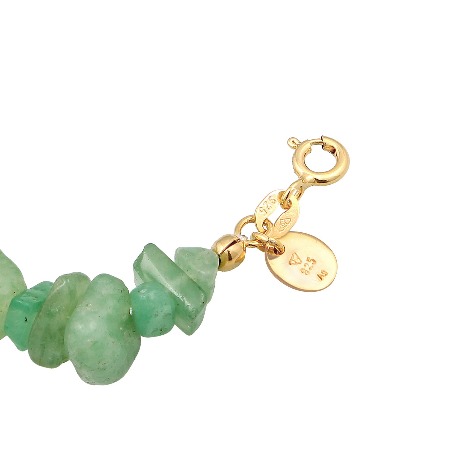Gold - Elli PREMIUM | Armband Naturstein | Aventurin (Grün) | 925er Sterling Silber