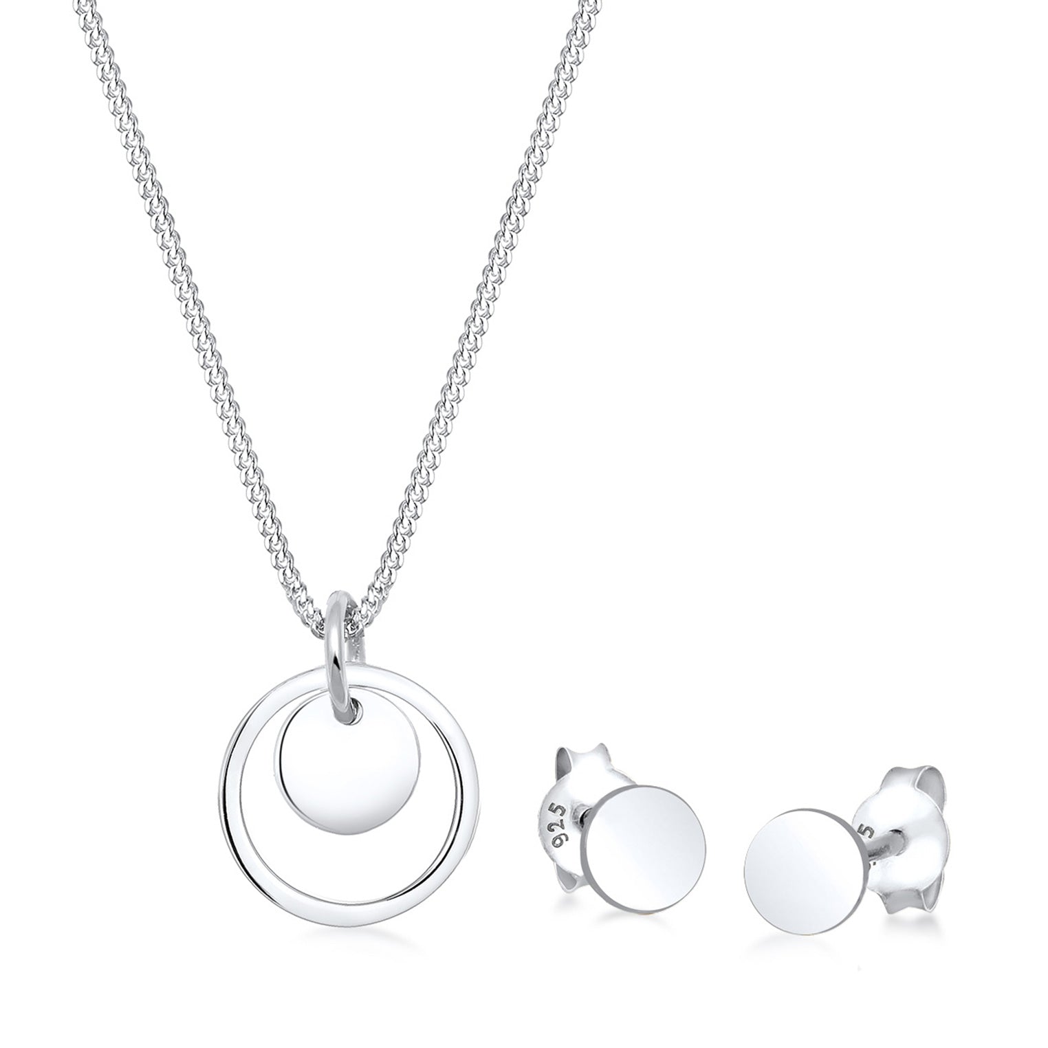 Silber - Elli | Schmuckset Plättchen Kreis | 925er Sterling Silber