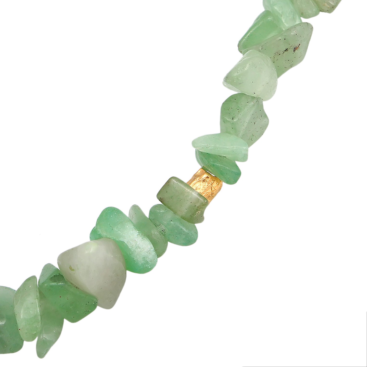 Gold - Elli PREMIUM | Fußkettchen Beads | Aventurin Steine (Grün) | 925er Sterling Silber Vergoldet