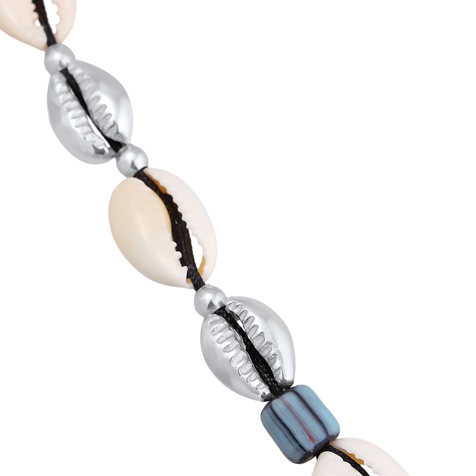 Silber - Elli | Choker Glas Beads | Kauri Muscheln | 925er Sterling Silber