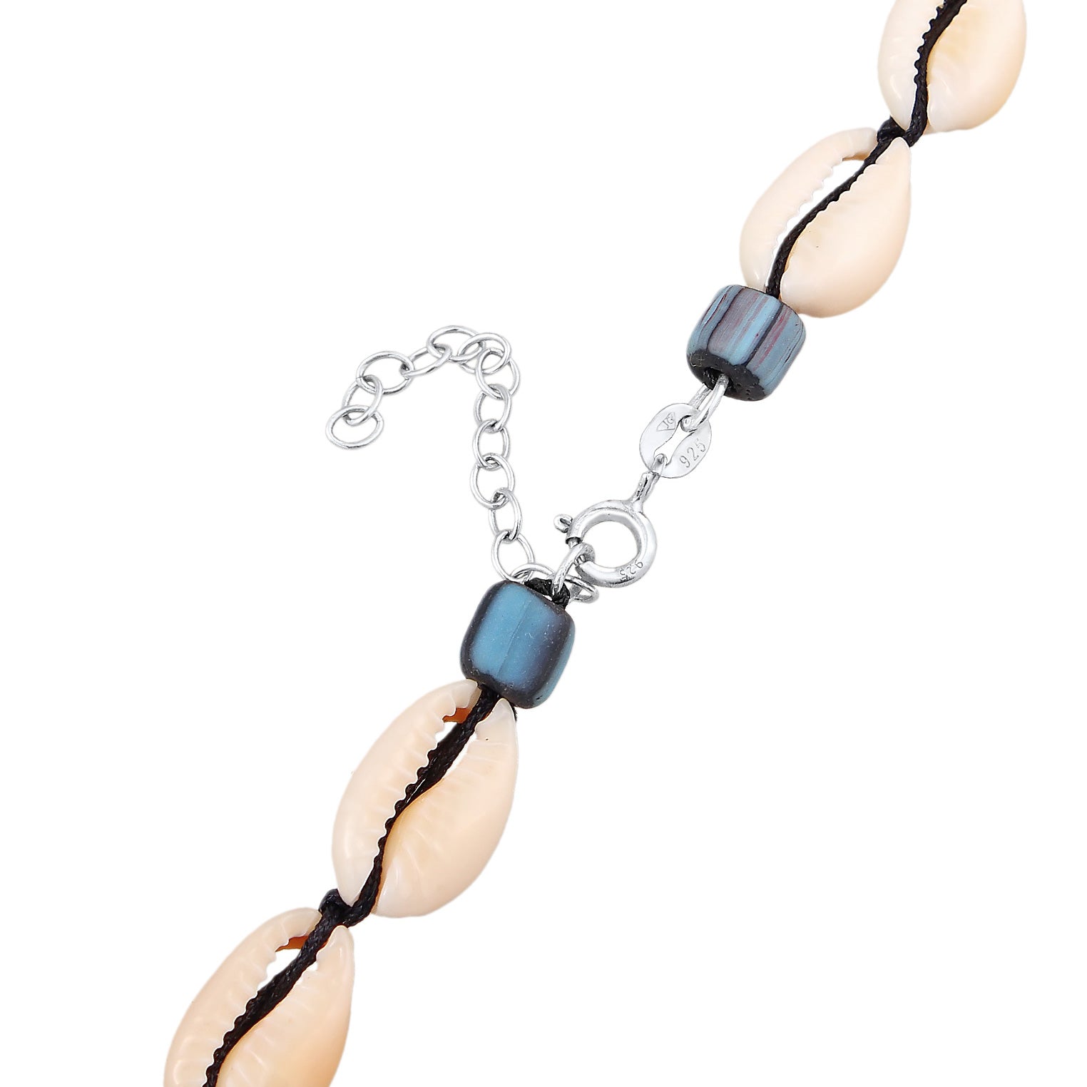 Silber - Elli | Choker Glas Beads | Kauri Muscheln | 925er Sterling Silber