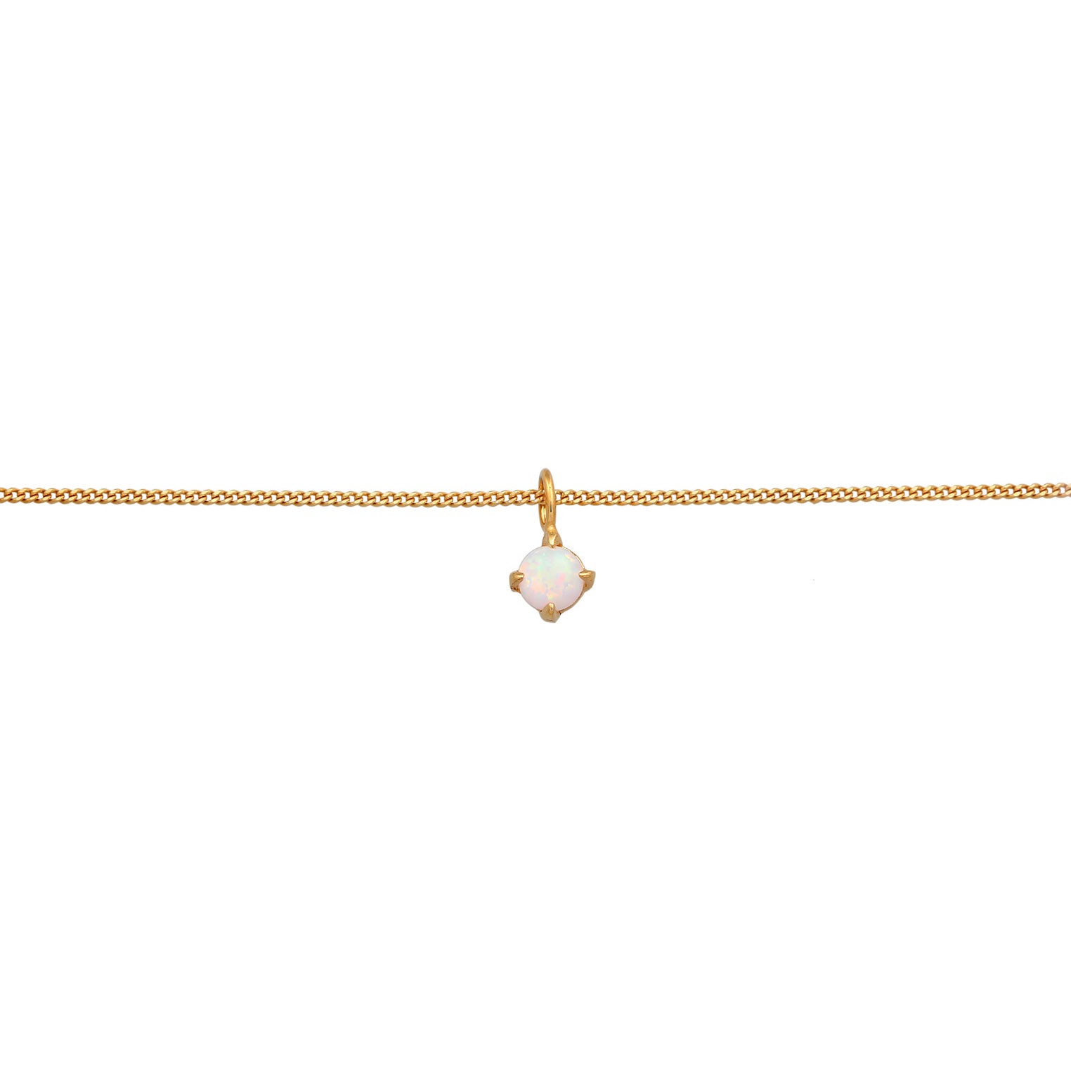 Gold - Elli | Choker Solitär | Opal (Weiß) | 925er Sterling Silber Vergoldet