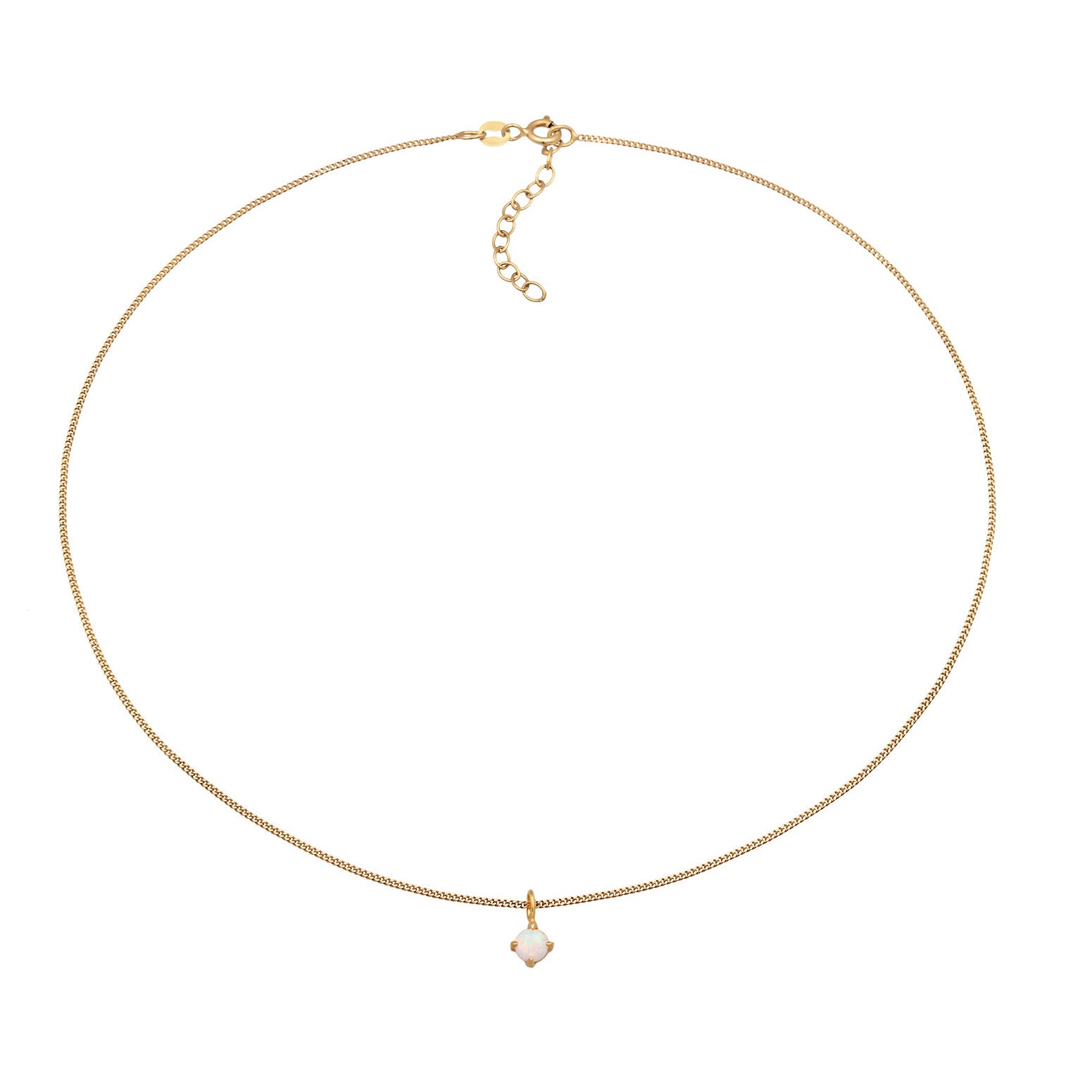 Gold - Elli | Choker Solitär | Opal (Weiß) | 925er Sterling Silber Vergoldet