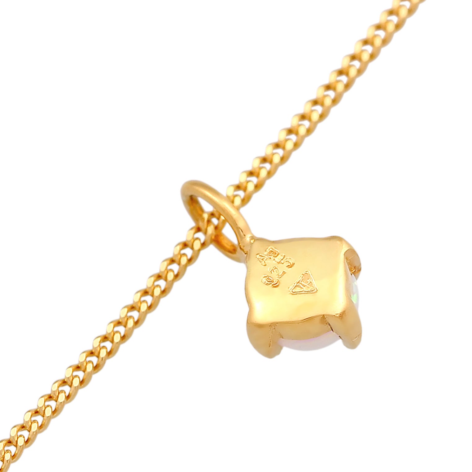 Gold - Elli | Choker Solitär | Opal (Weiß) | 925er Sterling Silber Vergoldet