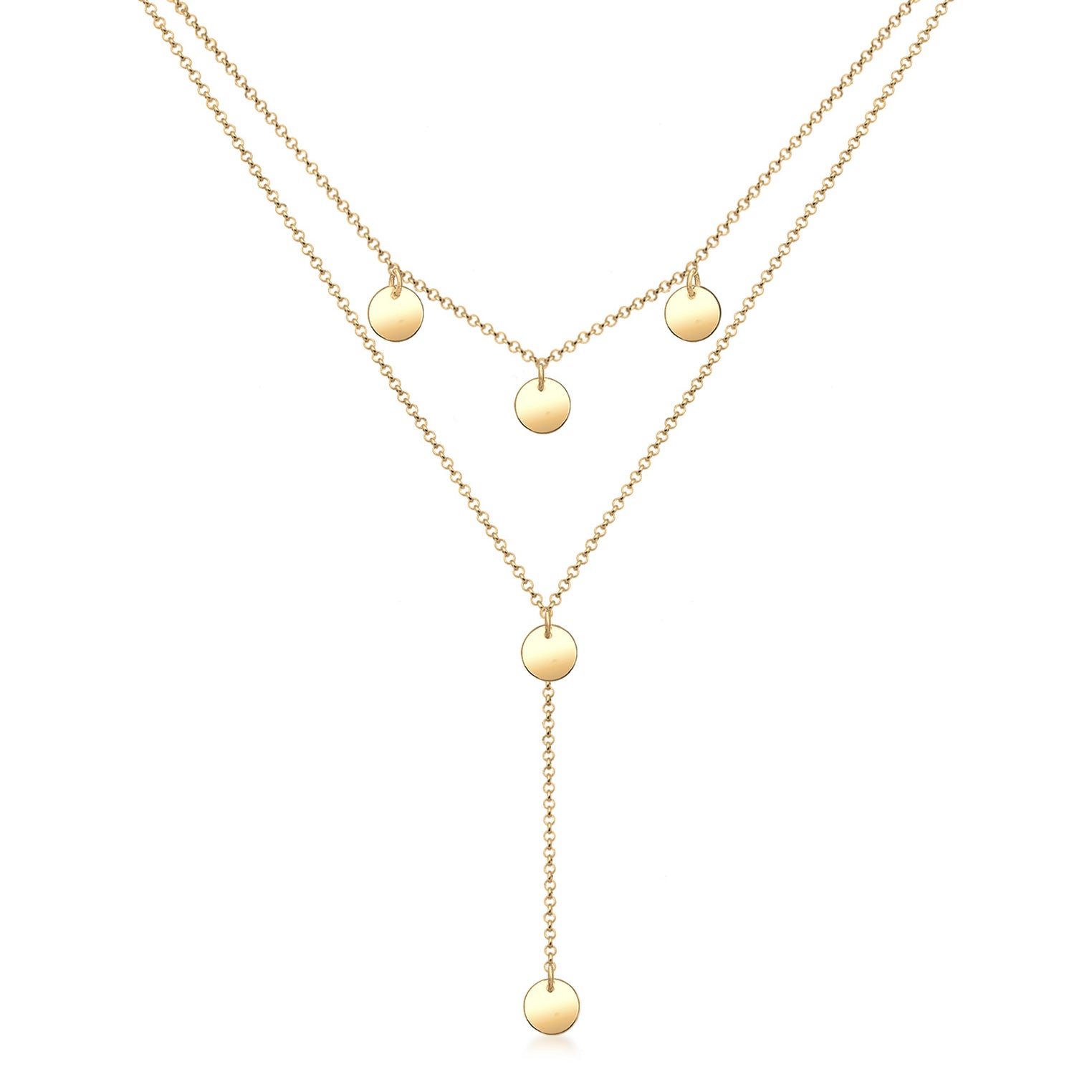 Gold - Elli | Y-Halskette Geo | 925er Sterling Silber Vergoldet