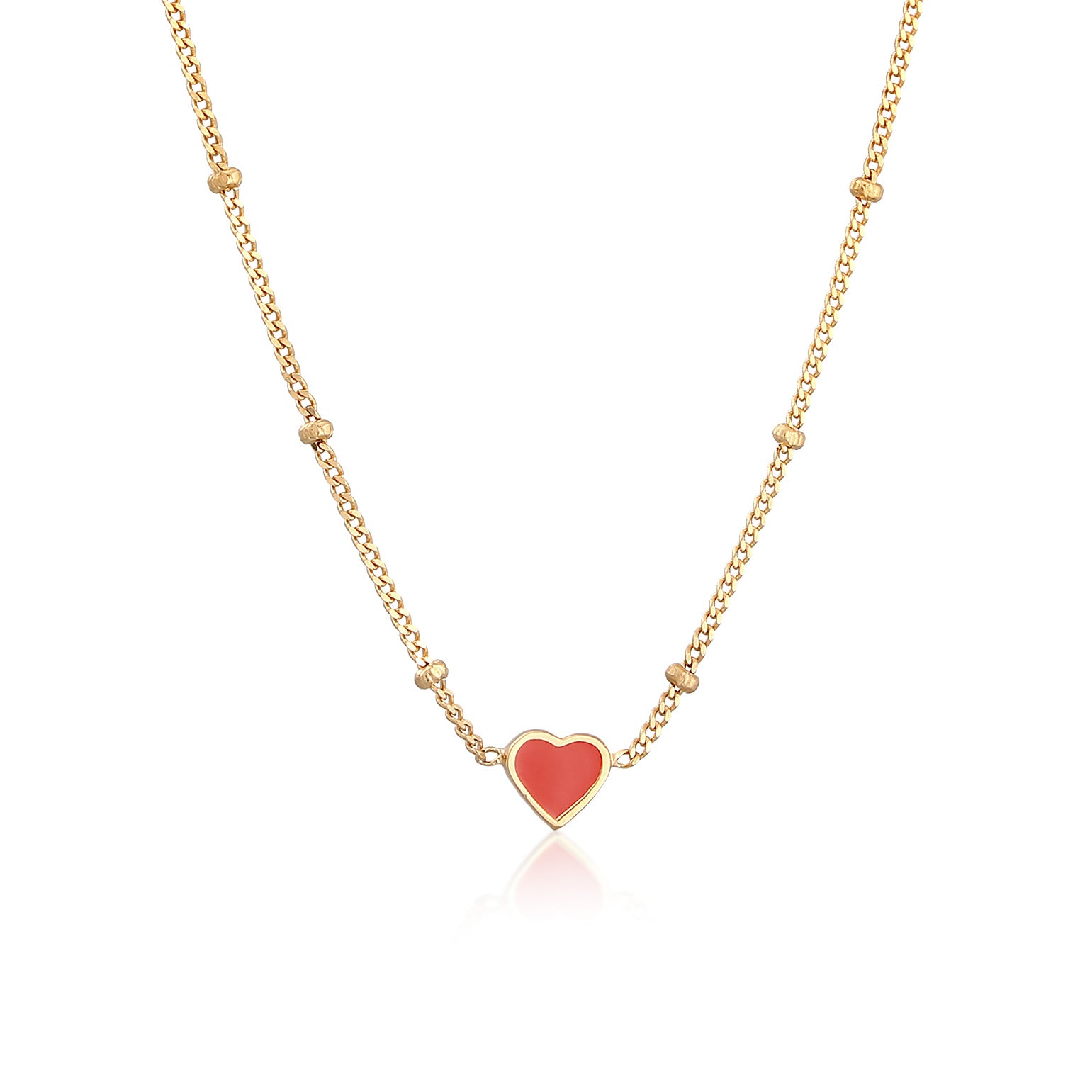 Gold - Elli | Kugel-Halskette Herz | Emaille | 925er Sterling Silber Vergoldet