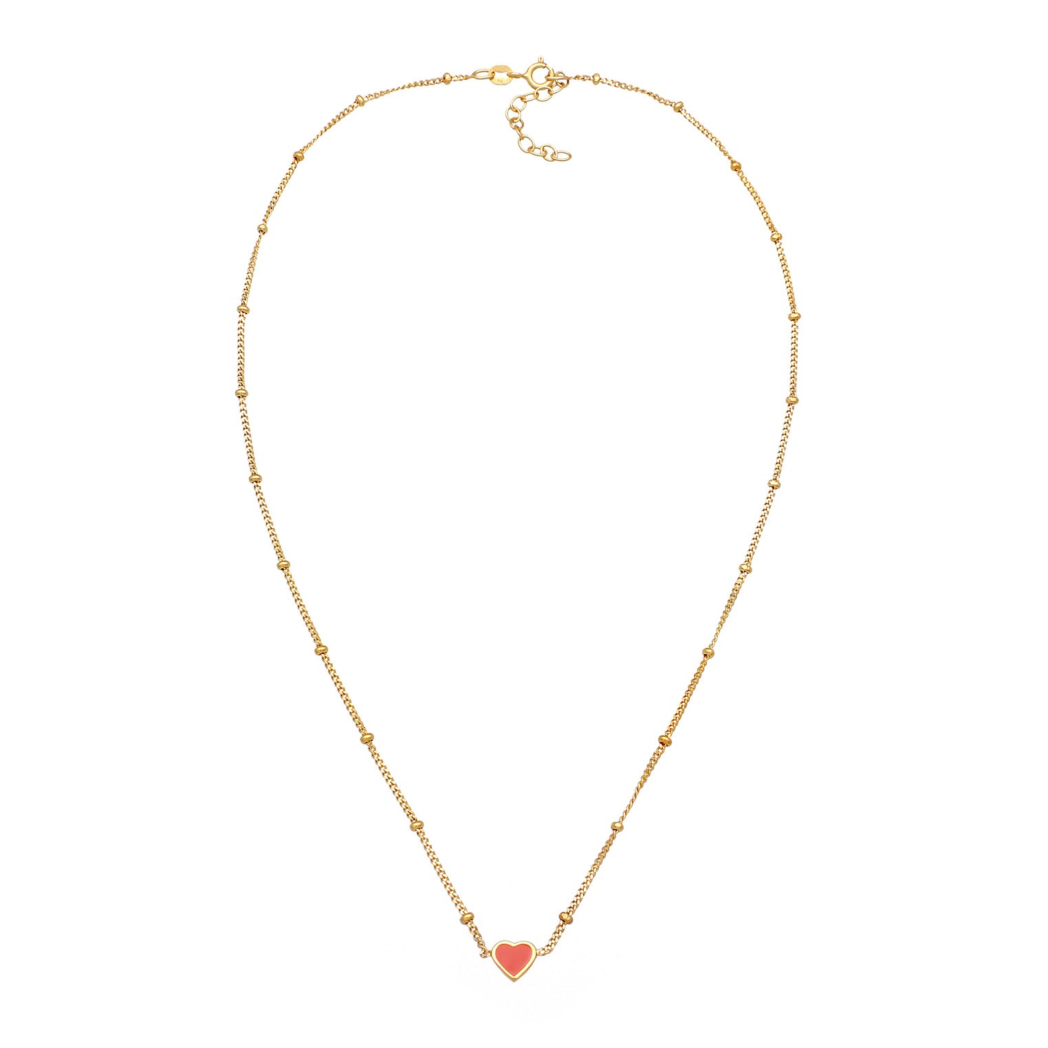 Gold - Elli | Kugel-Halskette Herz | Emaille | 925er Sterling Silber Vergoldet