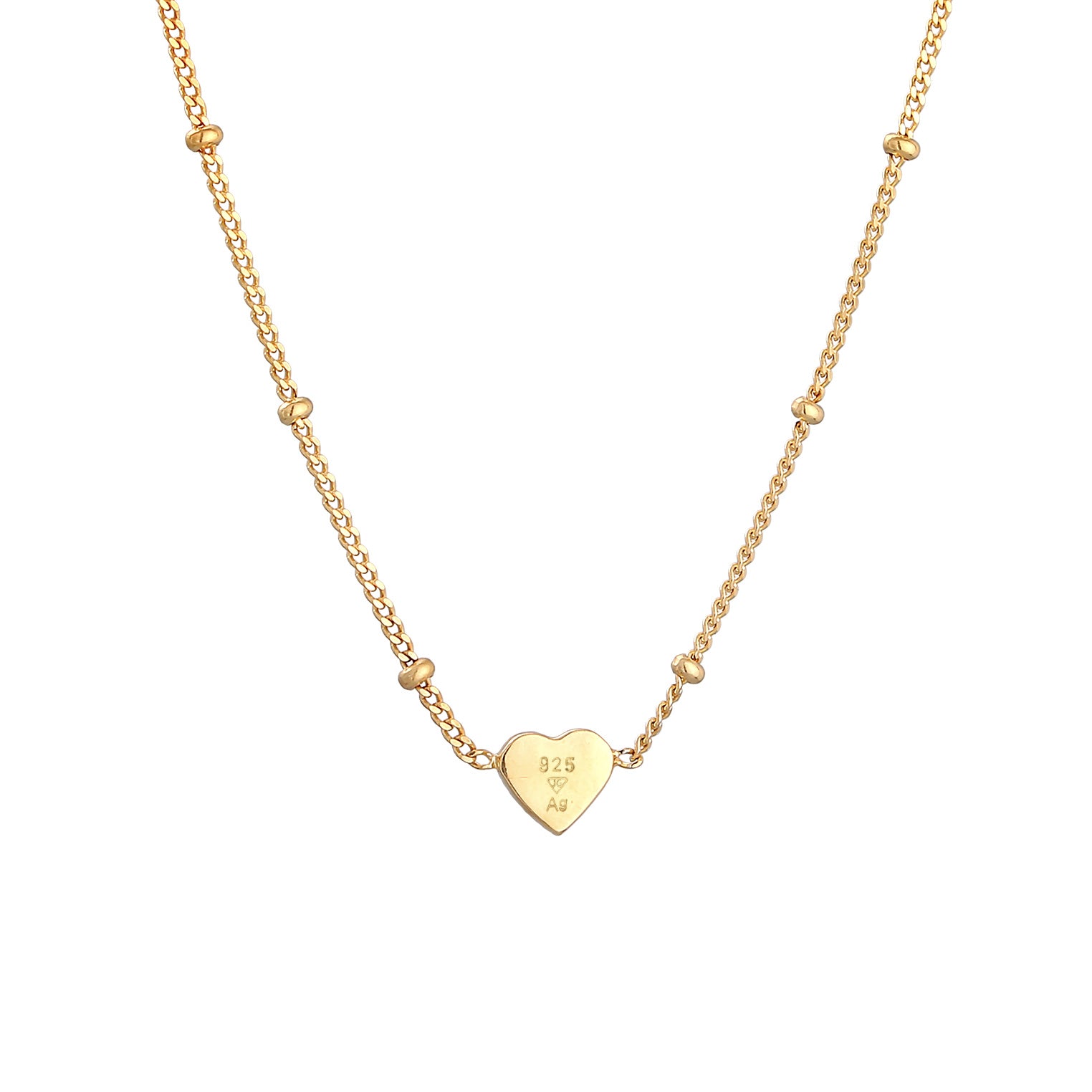 Gold - Elli | Kugel-Halskette Herz | Emaille | 925er Sterling Silber Vergoldet