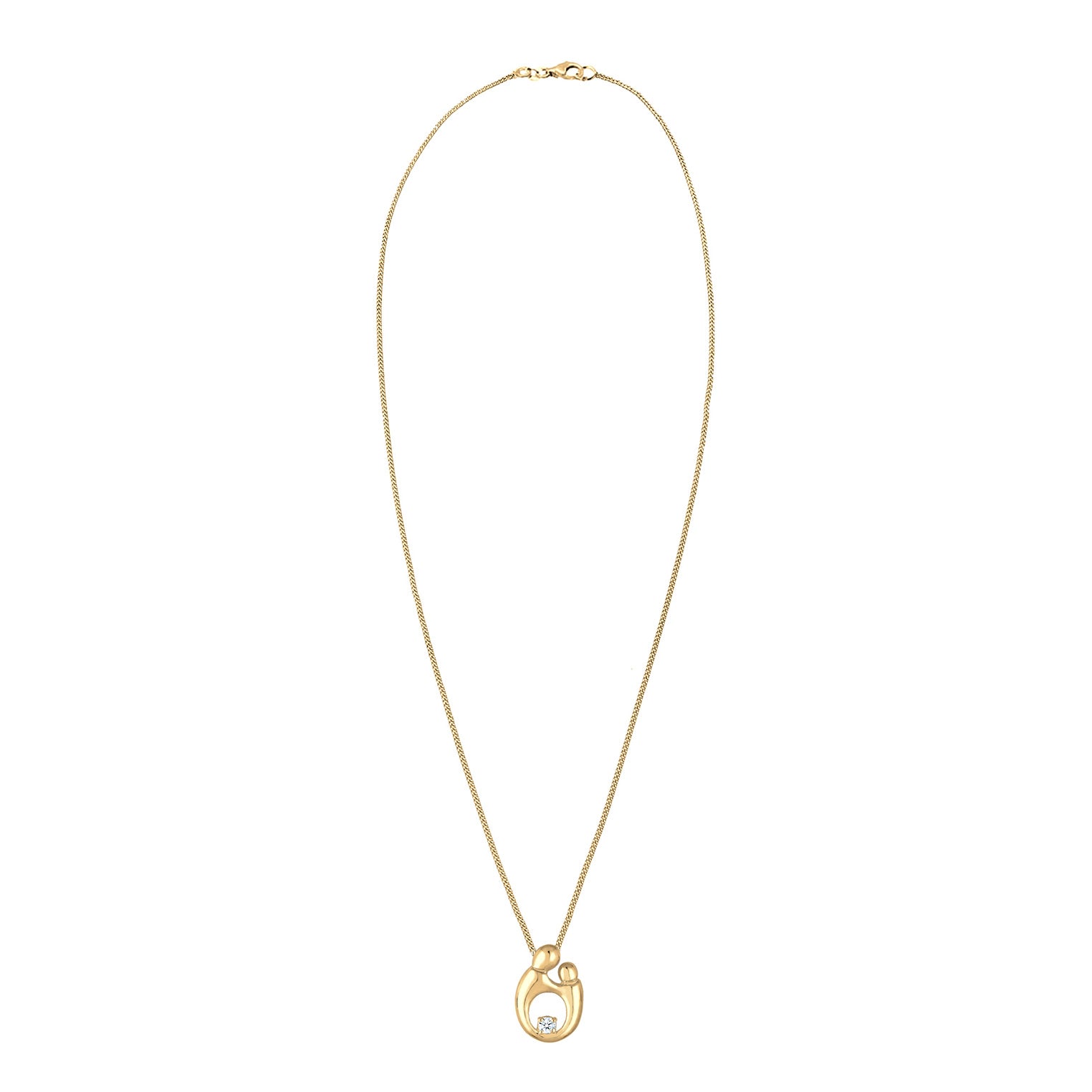 Gold - Elli DIAMONDS | Halskette Mutter Kind | Diamant (Weiß, 0,03 ct) | 925er Sterling Silber