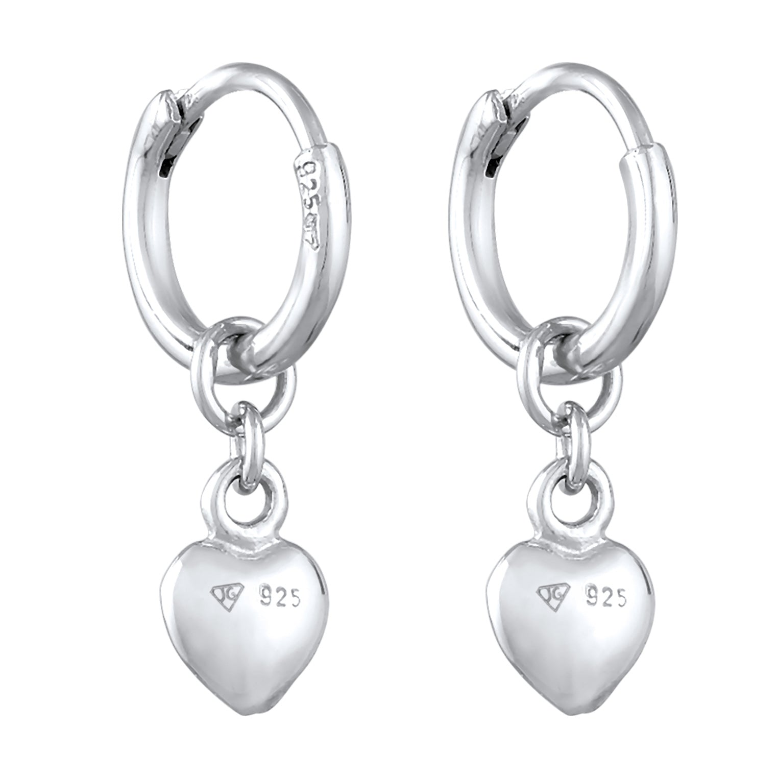 Silber - Elli | Creolen Herz | 925er Sterling Silber Vergoldet