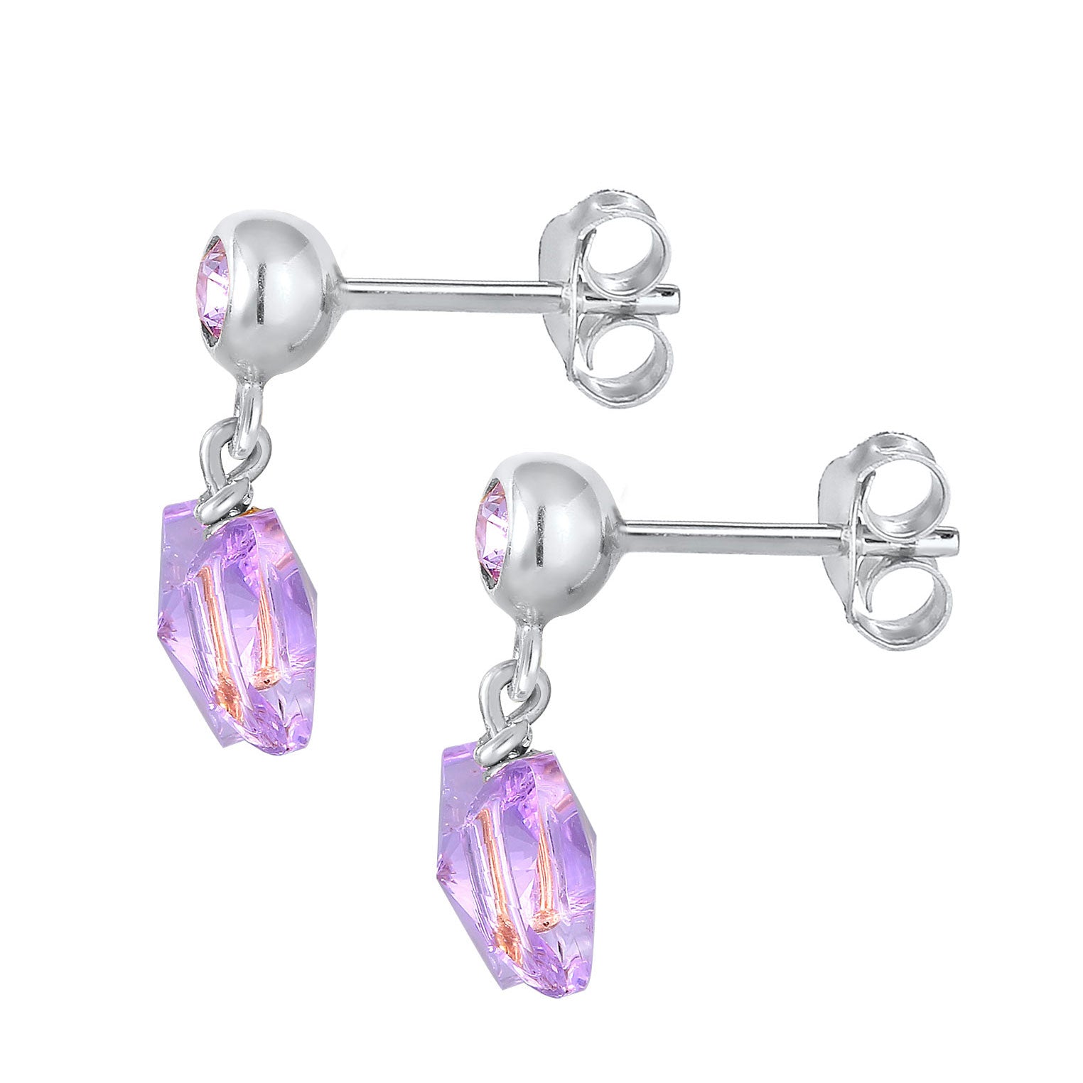 Silber - Elli | Ohrhänger Schmetterling | Kristall (Lila) | 925er Sterling Silber