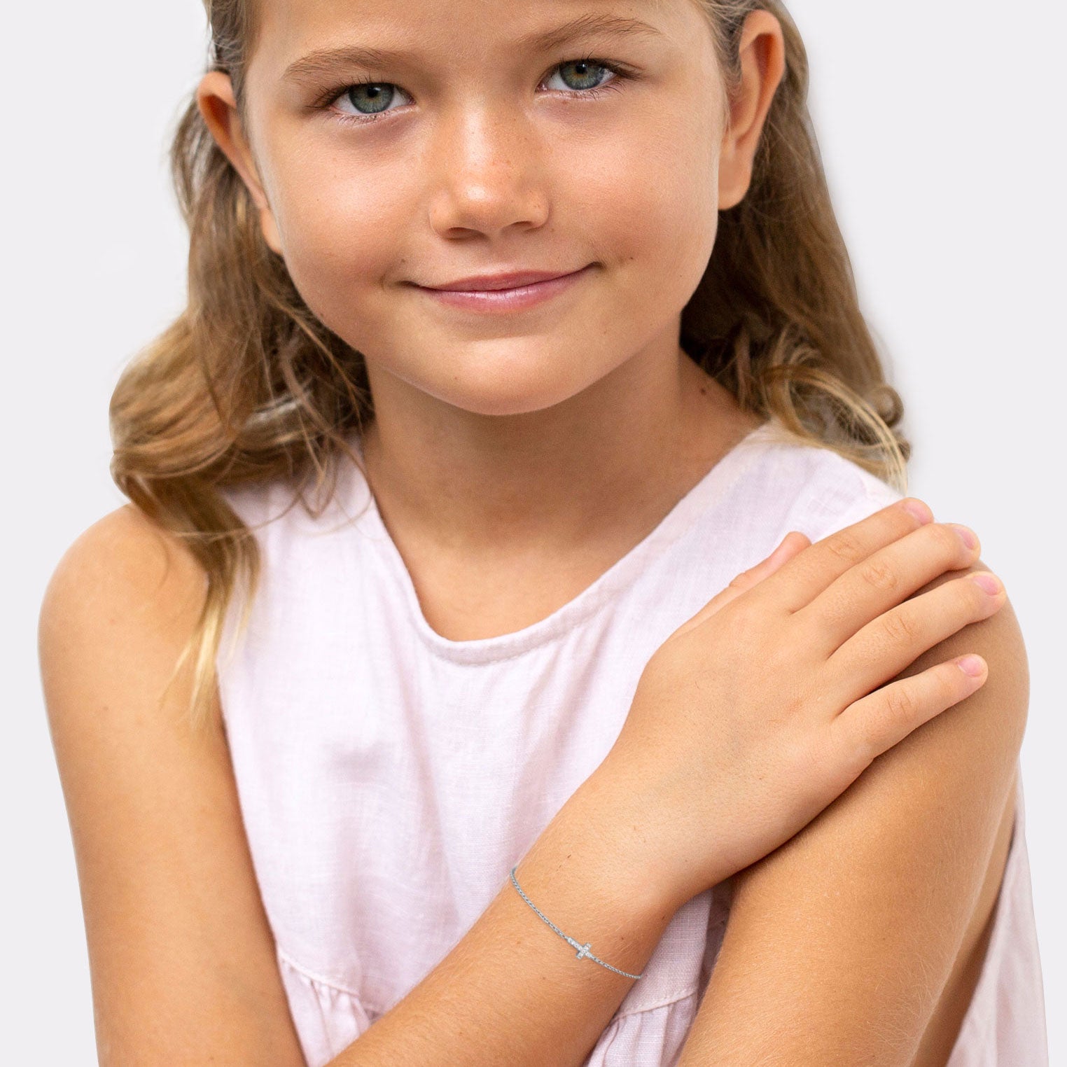 Silber - Elli | Armband Kreuz | Zirkonia (Weiß) | 925er Sterling Silber