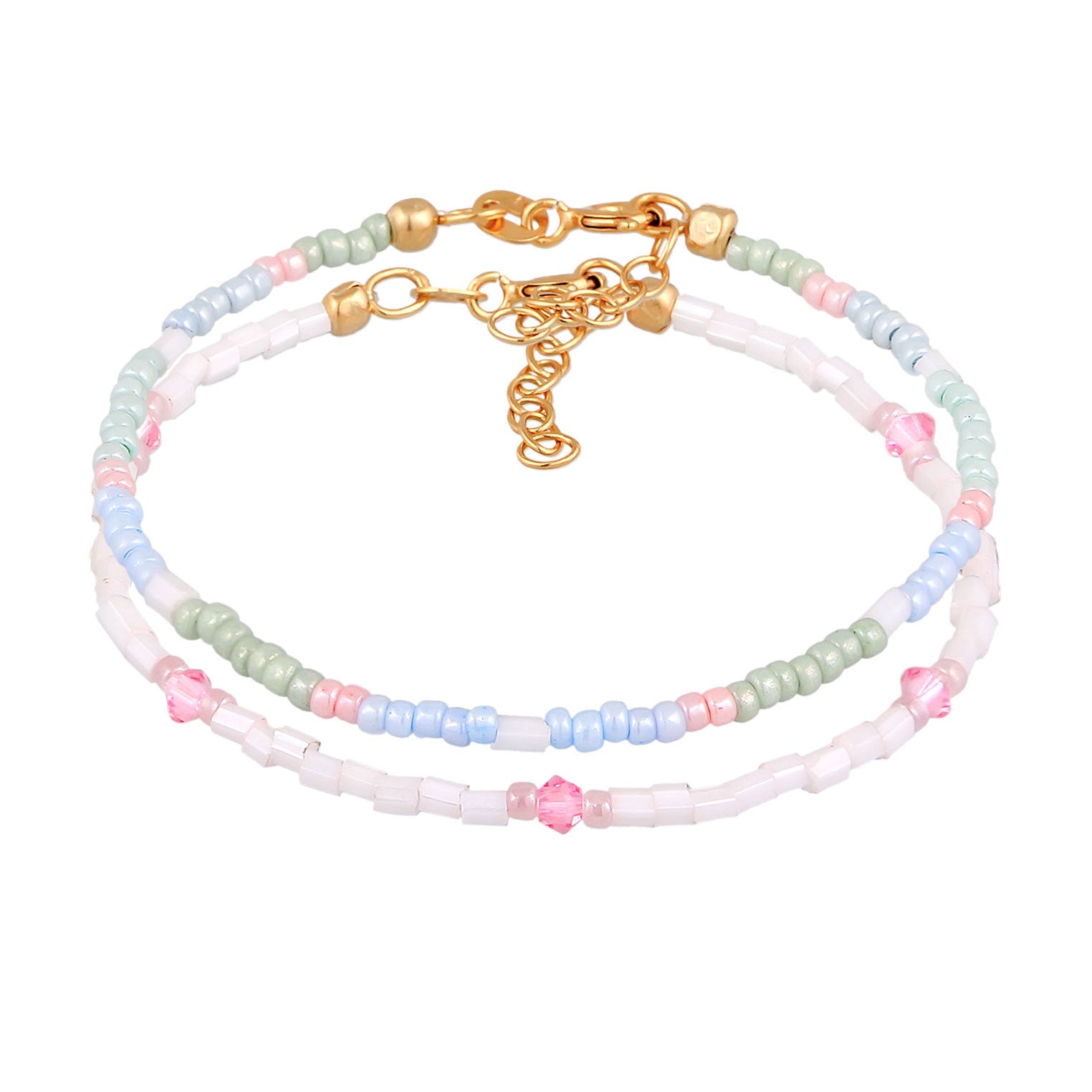 Gold - Elli | Armbandset Glasperlen | 925er Sterling Silber Vergoldet
