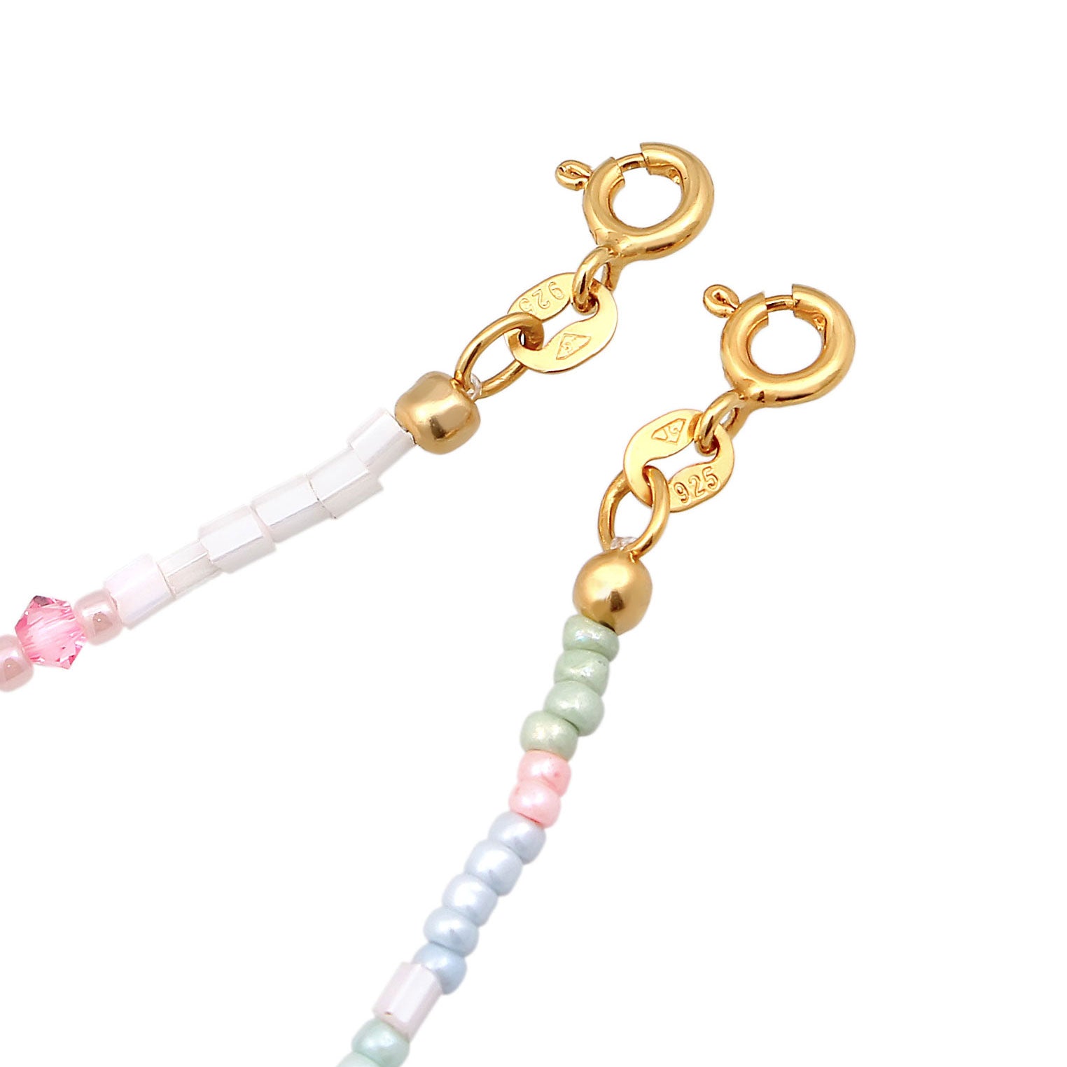 Gold - Elli | Armbandset Glasperlen | 925er Sterling Silber Vergoldet
