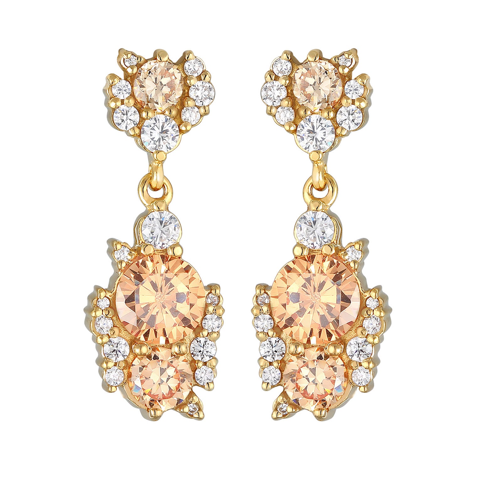 Gold - Elli PREMIUM | Ohrhänger Statement | Zirkonia (Weiß) | 925er Sterling Silber
