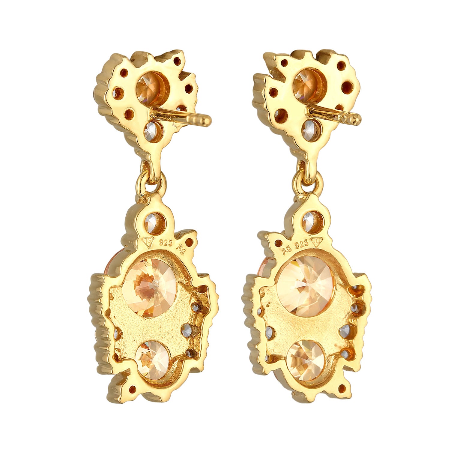 Gold - Elli PREMIUM | Ohrhänger Statement | Zirkonia (Weiß) | 925er Sterling Silber