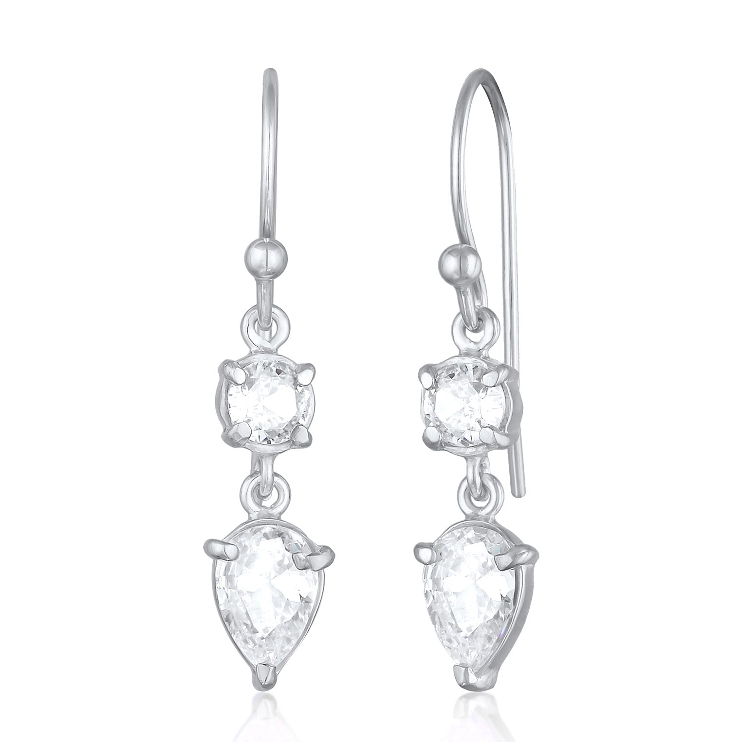 Silber - Elli | Ohrhänger Tropfen | Zirkonia (Weiß) | 925er Sterling Silber