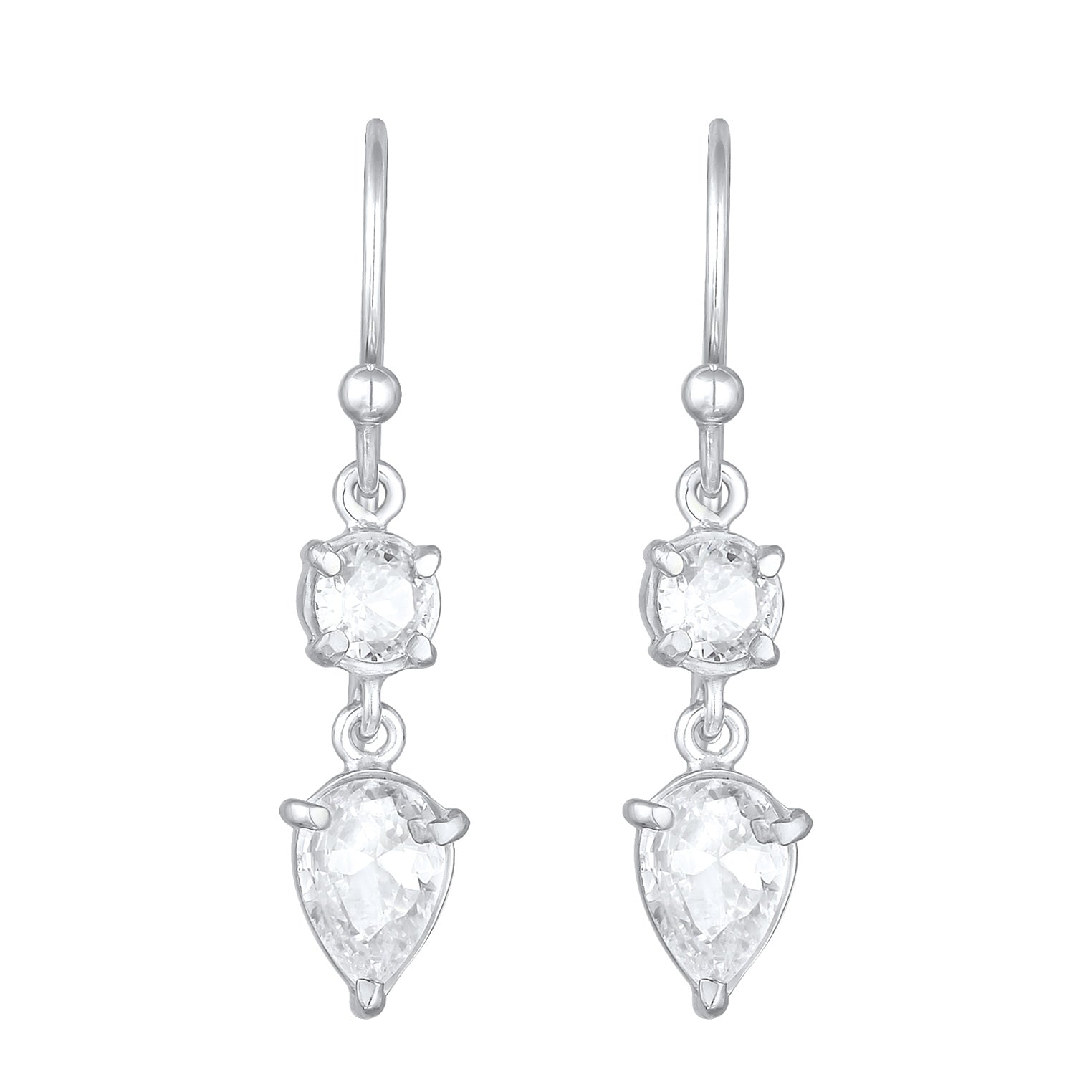 Silber - Elli | Ohrhänger Tropfen | Zirkonia (Weiß) | 925er Sterling Silber