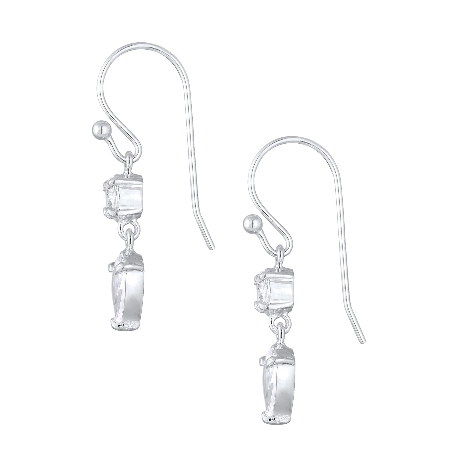 Silber - Elli | Ohrhänger Tropfen | Zirkonia (Weiß) | 925er Sterling Silber