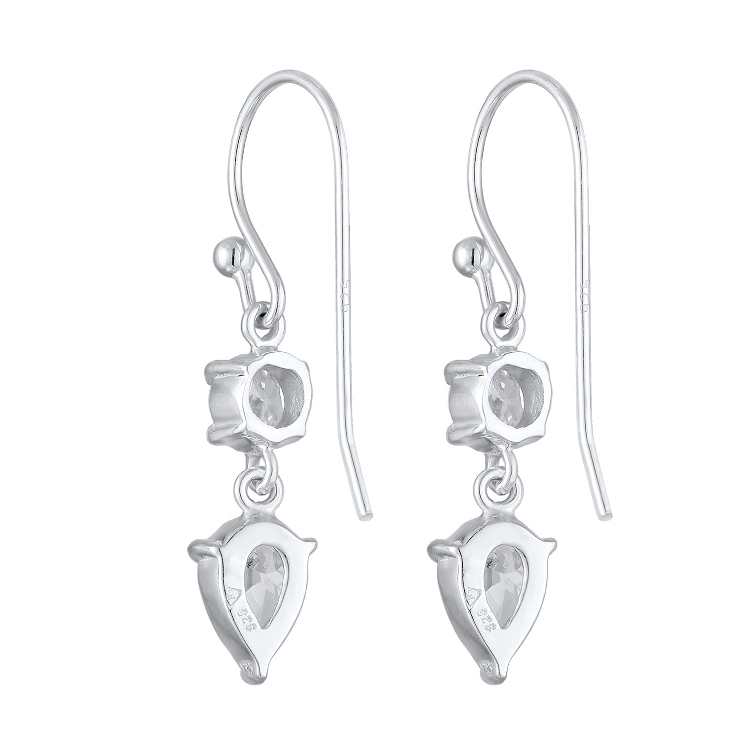 Silber - Elli | Ohrhänger Tropfen | Zirkonia (Weiß) | 925er Sterling Silber