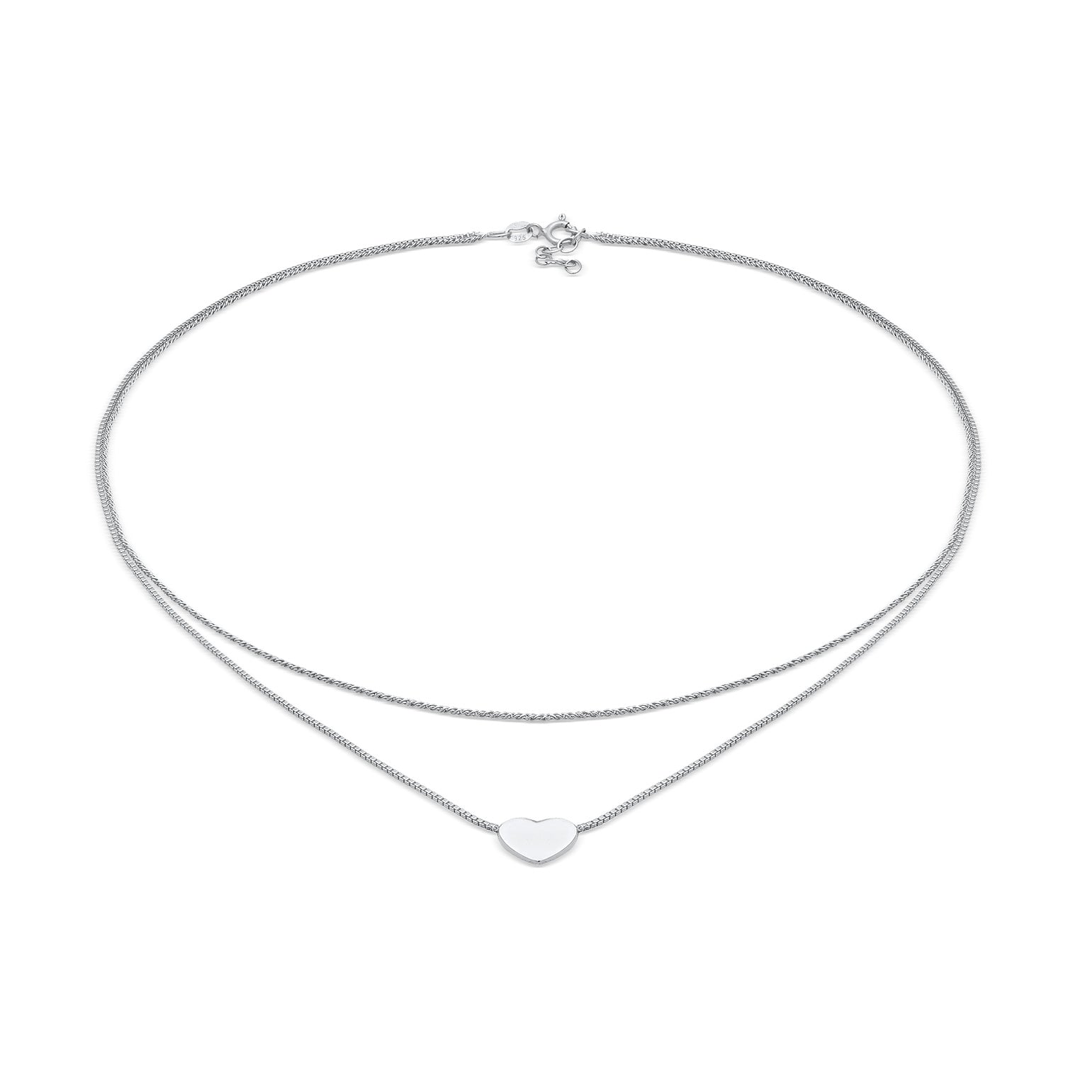 Silber - Elli | Layer-Halskette Herz | 925er Sterling Silber