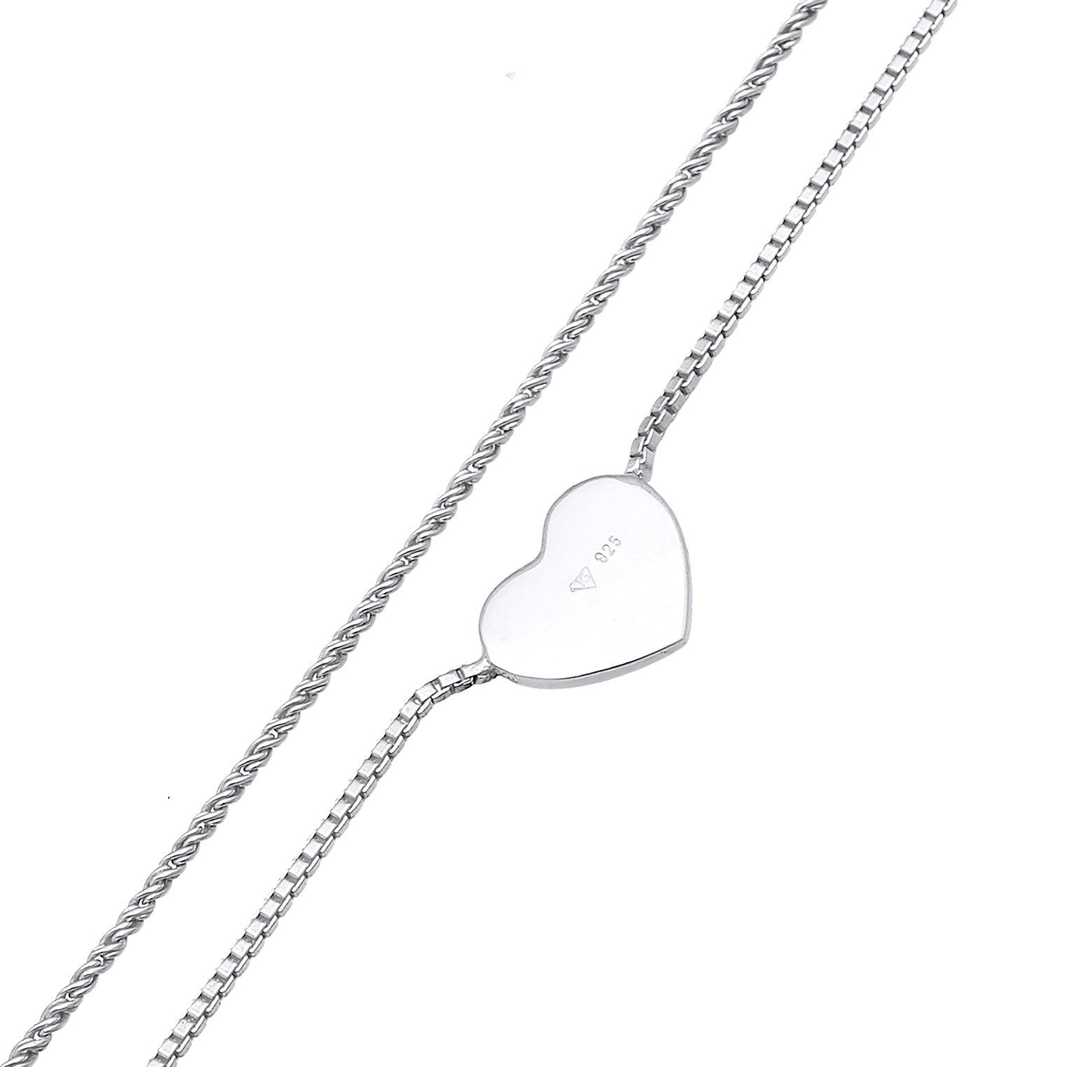Silber - Elli | Layer-Halskette Herz | 925er Sterling Silber