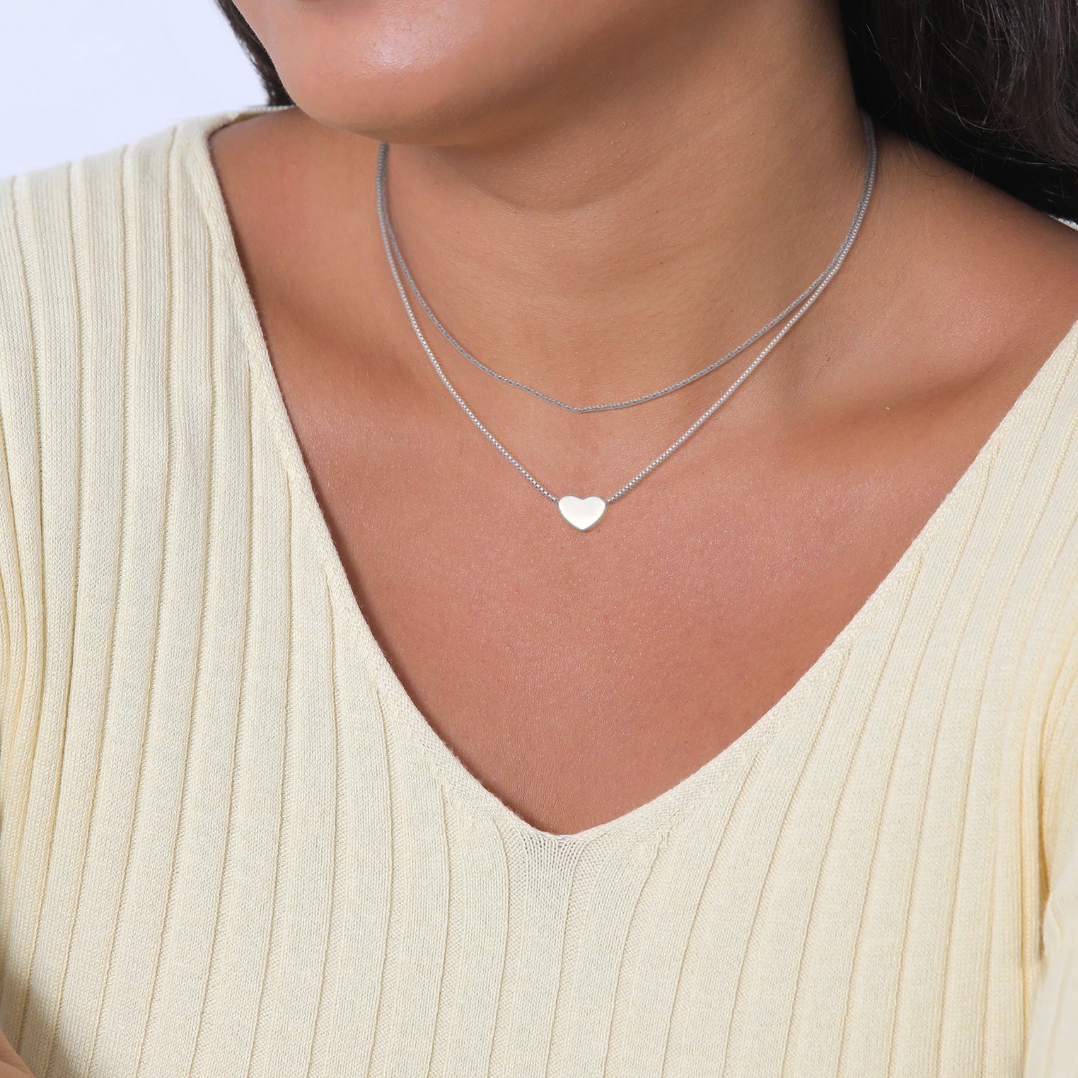 Silber - Elli | Layer-Halskette Herz | 925er Sterling Silber
