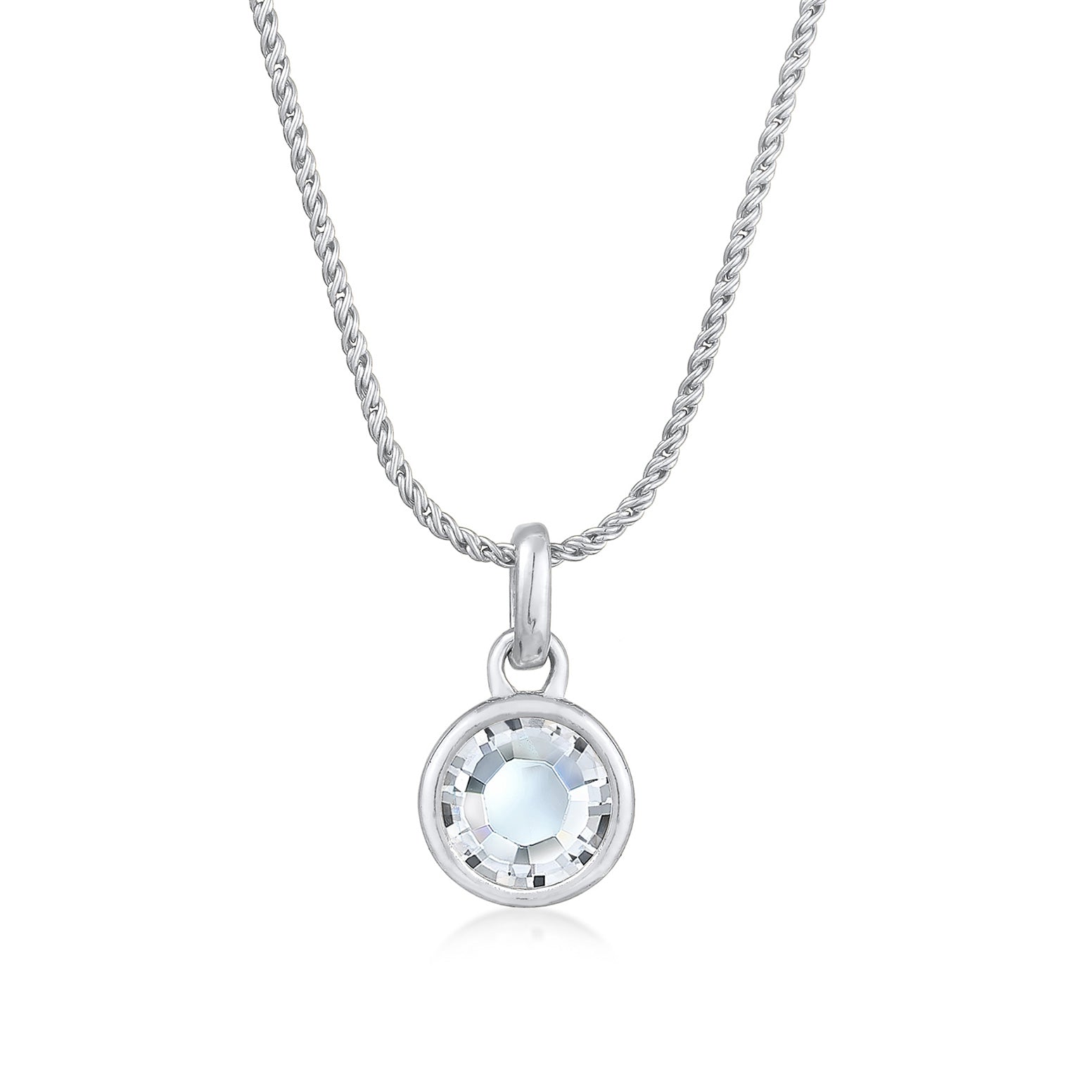 Silber - Elli | Kordel-Halskette Solitär Anhänger | Mit Kristallen von Swarovski® (Weiß) | 925er Sterling Silber