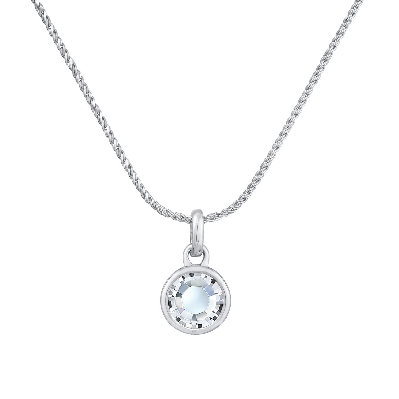 Silber - Elli | Kordel-Halskette Solitär Anhänger | Mit Kristallen von Swarovski® (Weiß) | 925er Sterling Silber