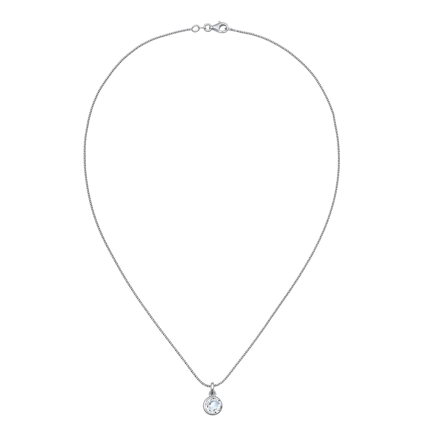 Silber - Elli | Kordel-Halskette Solitär Anhänger | Mit Kristallen von Swarovski® (Weiß) | 925er Sterling Silber