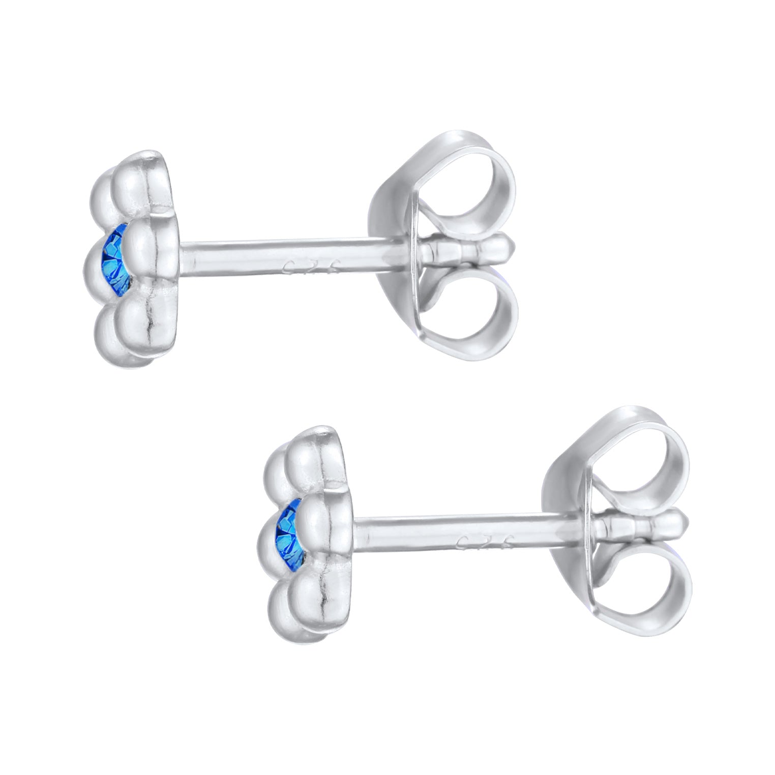 Silber - Elli | Ohrstecker Blume | Kristall (Blau) | 925er Sterling Silber