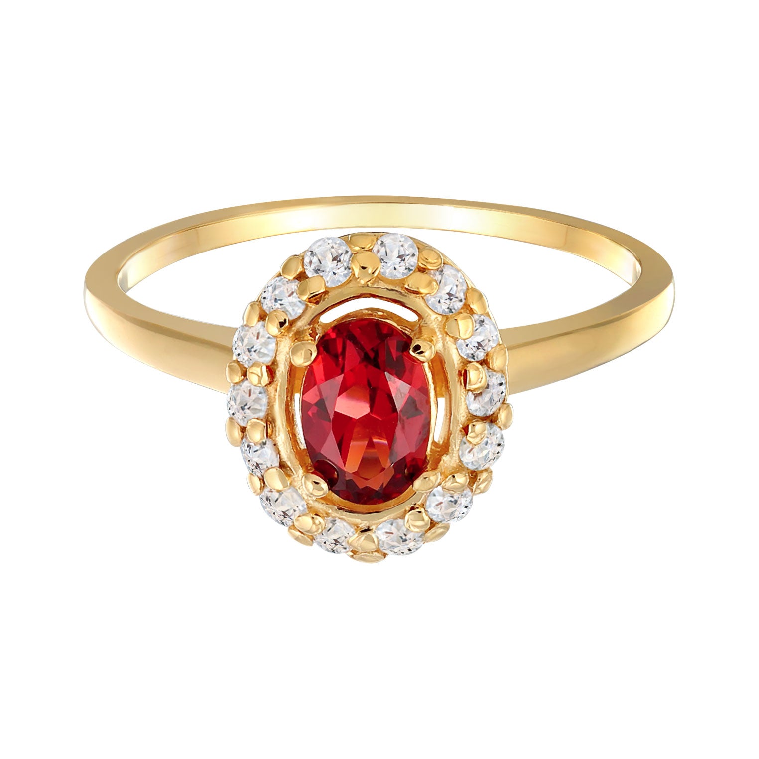 Gold - Elli PREMIUM | Solitär-Ring Klassik | Topas, Granat (Rot) | 585er Gelbgold