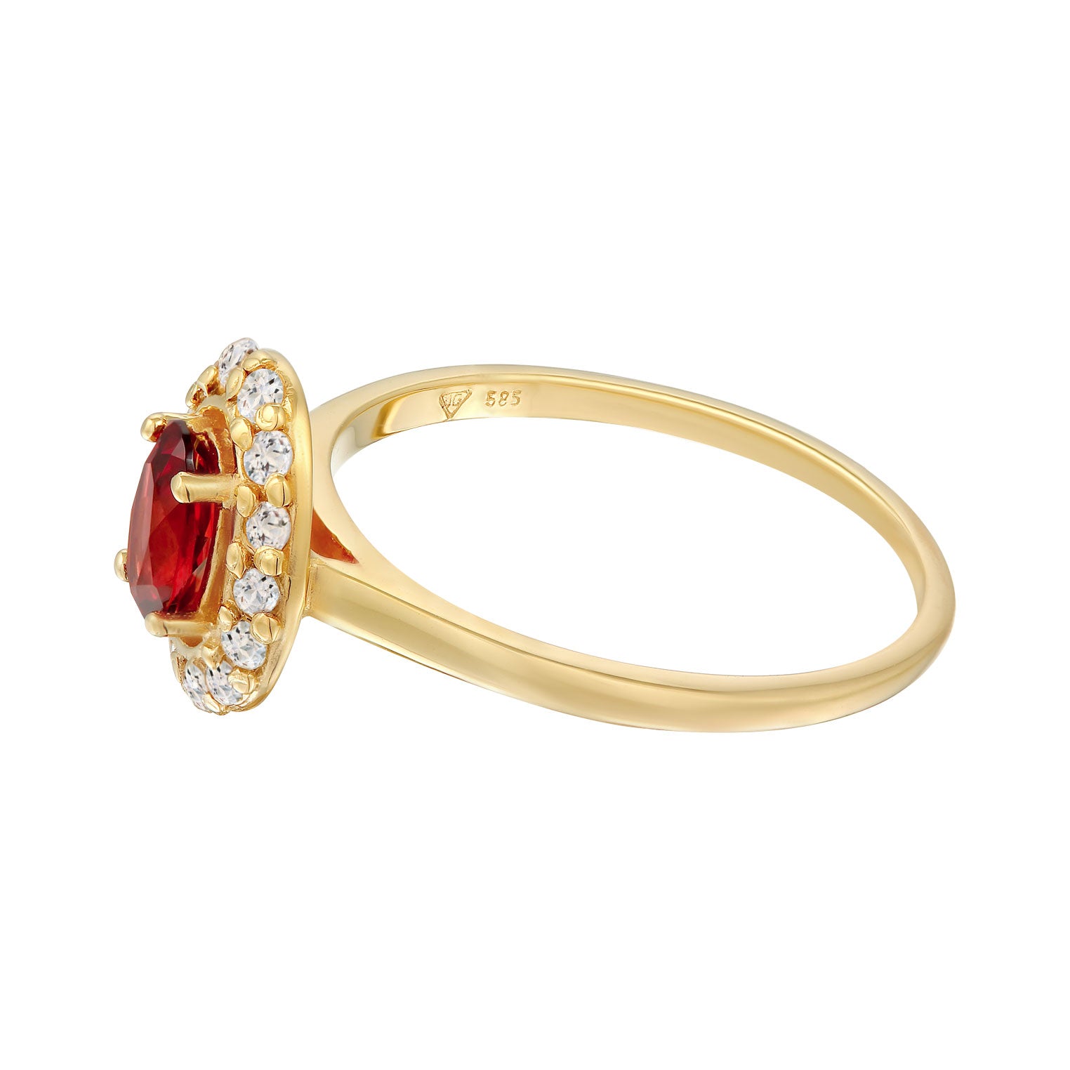 Gold - Elli PREMIUM | Solitär-Ring Klassik | Topas, Granat (Rot) | 585er Gelbgold