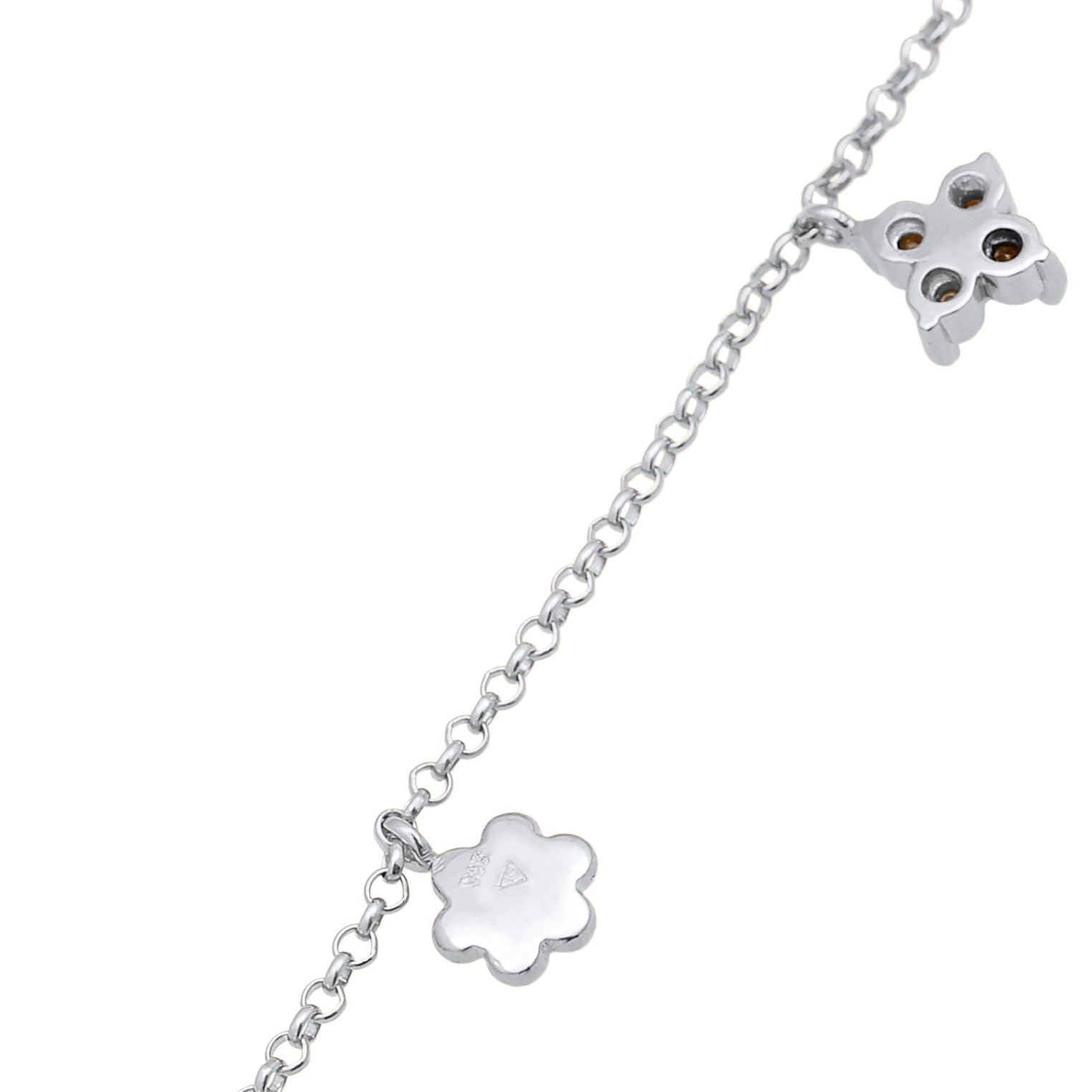 Silber - Elli | Halskette Blumen Anhänger | Kristalle (Blau) | 925er Sterling Silber