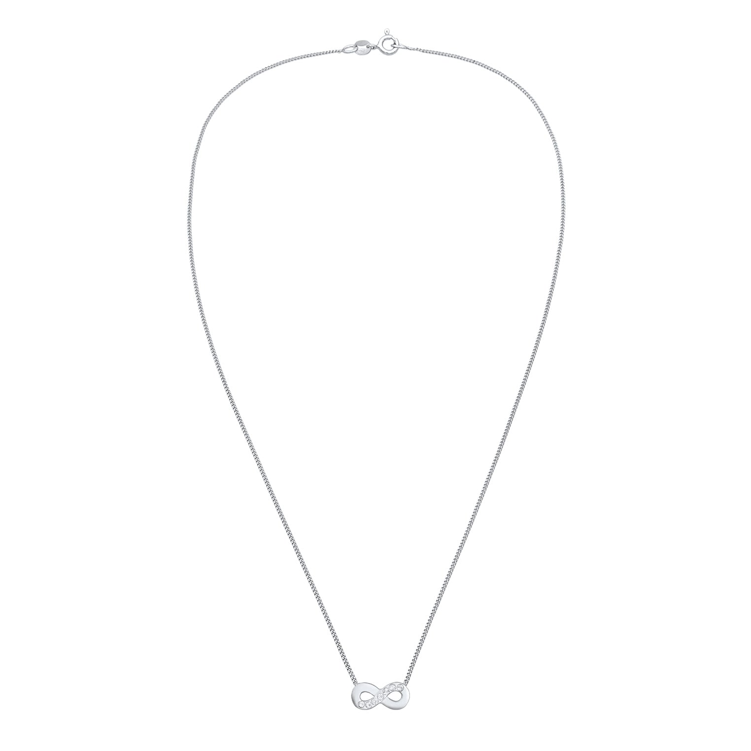 Silber - Elli | Halskette Infinity Anhänger | Mit Kristallen von Swarovski® (Weiß) | 925er Sterling Silber