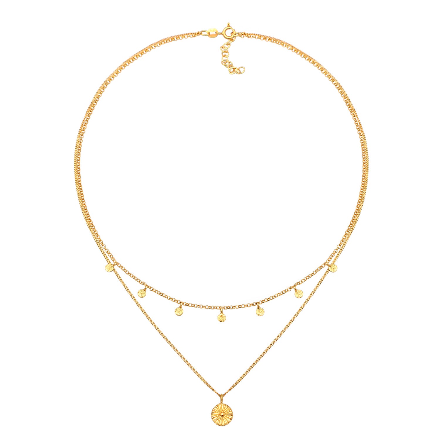 Gold - Elli | Layer-Halskette Plättchen | 925er Sterling Silber vergoldet