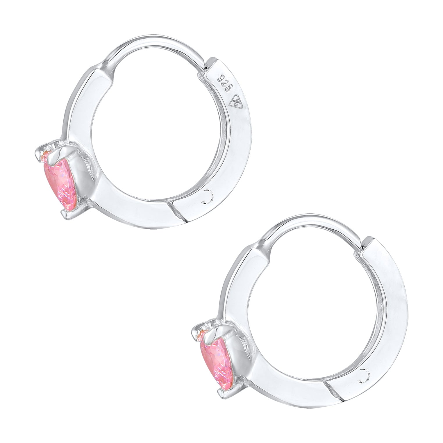 Silber - Elli | Creolen Herz | Zirkonia (Rosa) | 925er Sterling Silber