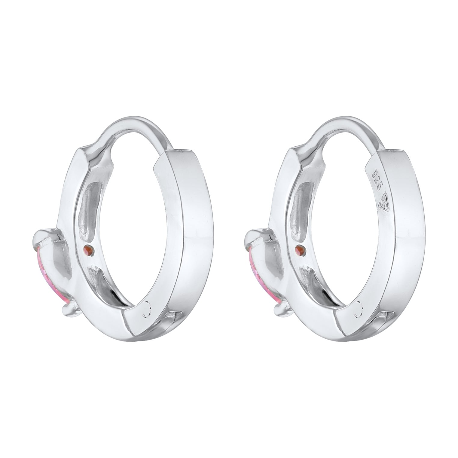 Silber - Elli | Creolen Herz | Zirkonia (Rosa) | 925er Sterling Silber