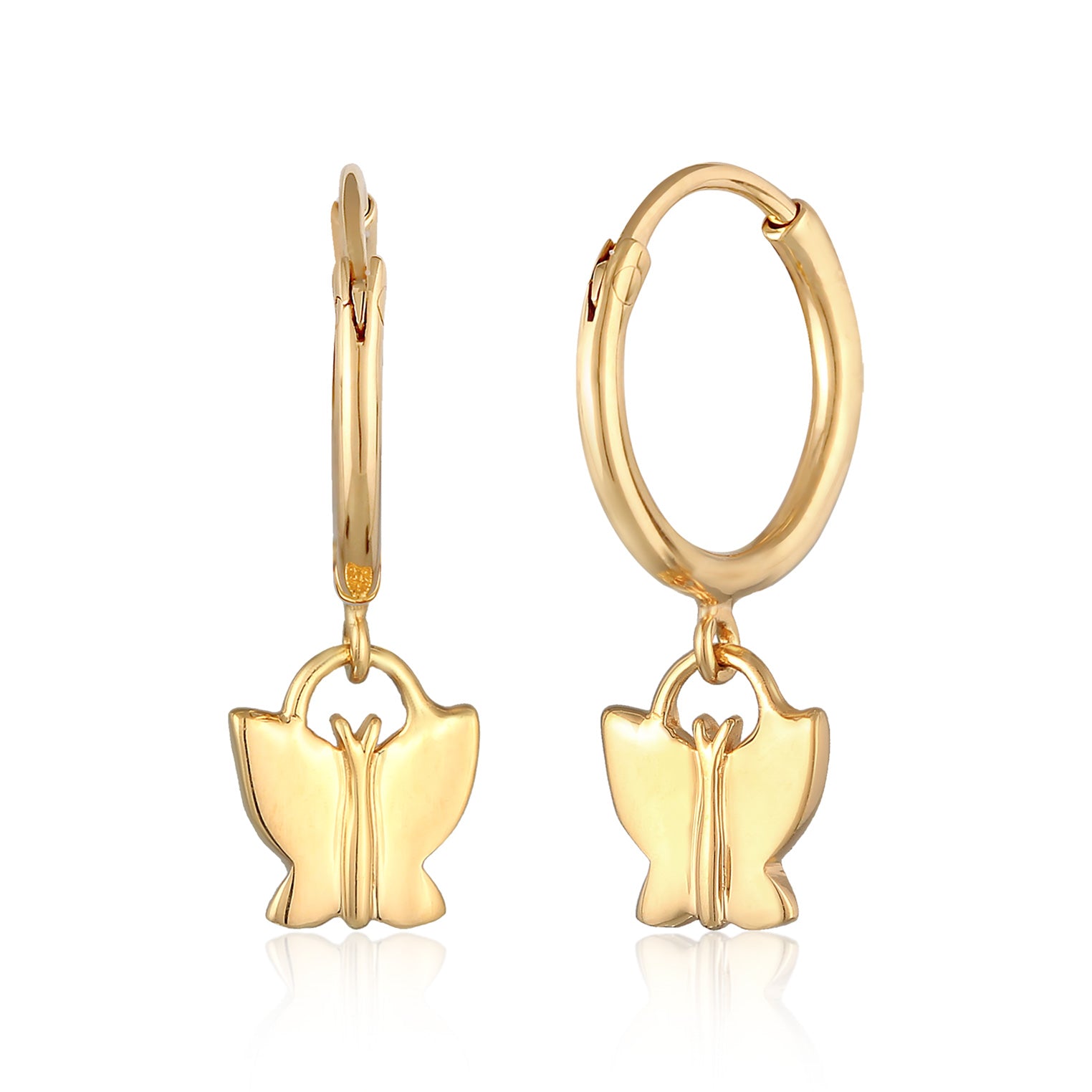 Gold - Elli | Ohrhänger Schmetterling | 925er Sterling Silber Vergoldet