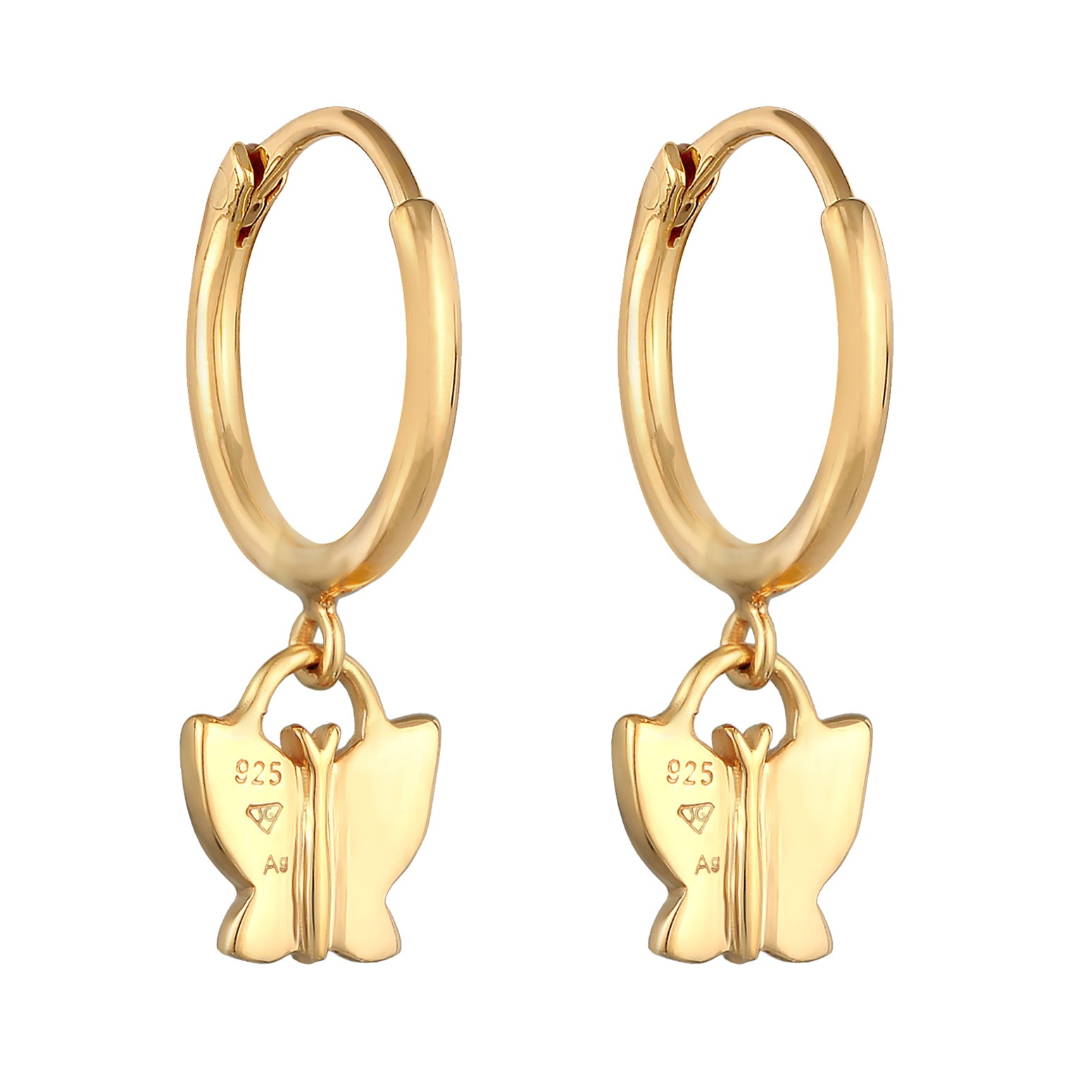 Gold - Elli | Ohrhänger Schmetterling | 925er Sterling Silber Vergoldet