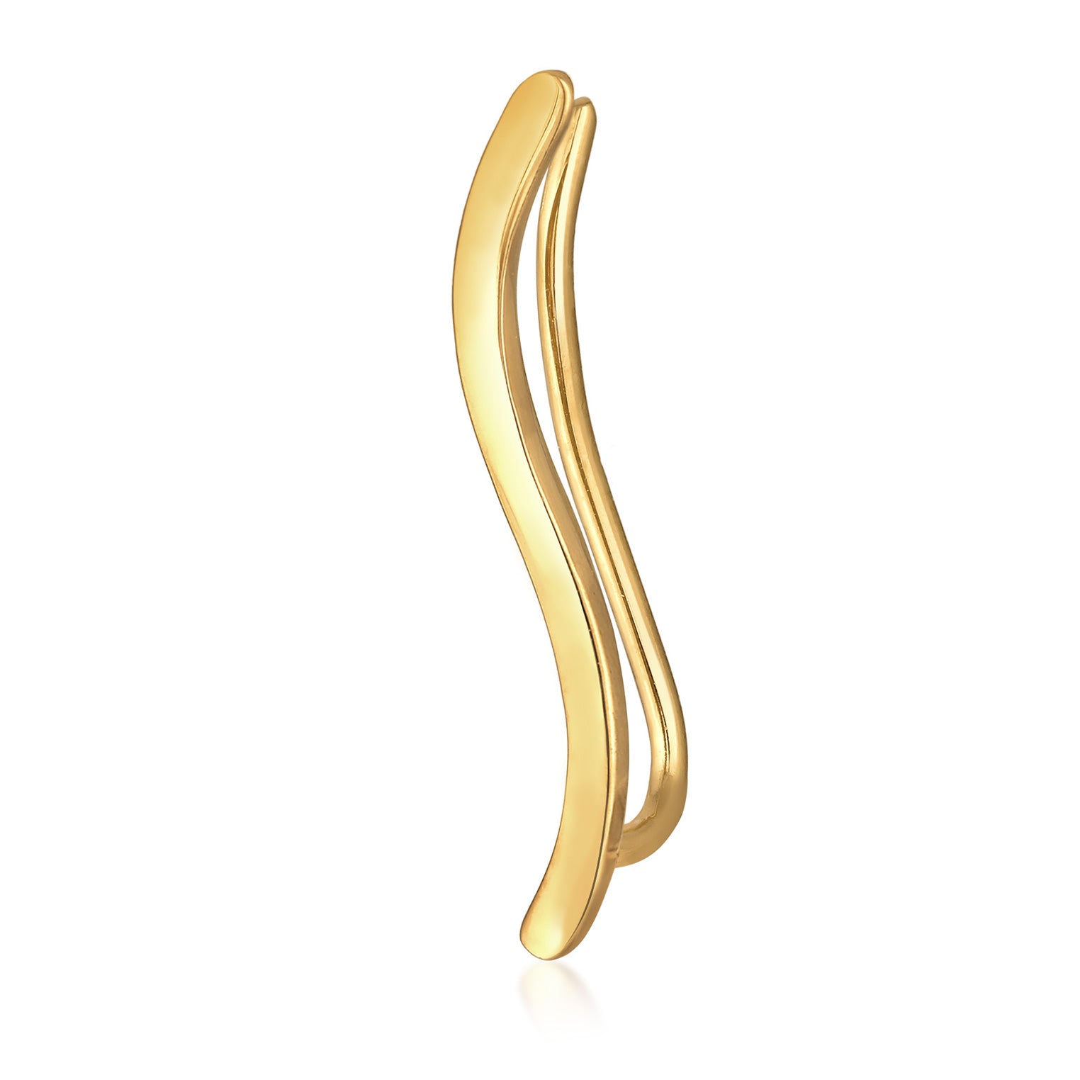 Gold - Elli | Earclimber Geschwungen | 925er Sterling Silber vergoldet