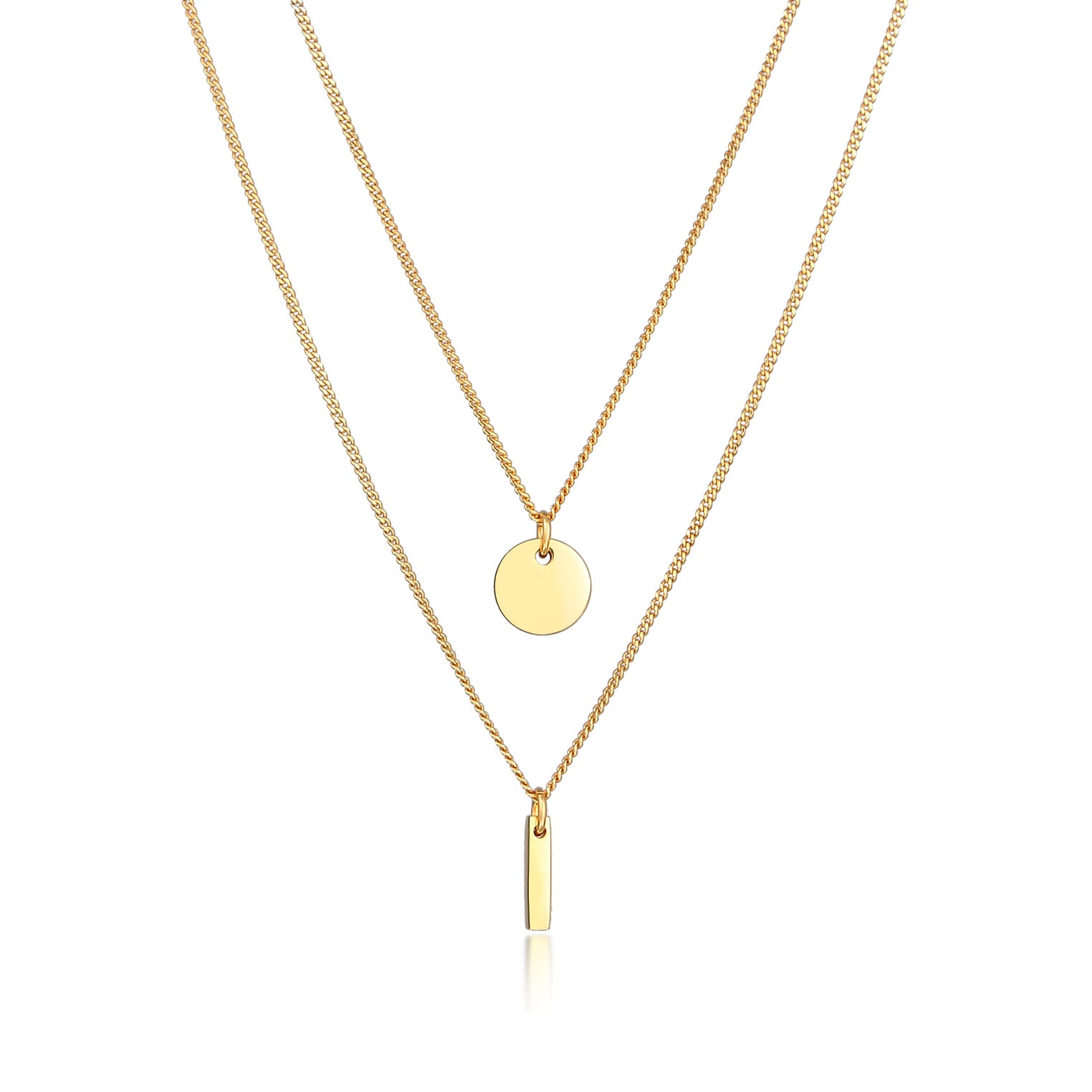 Gold - Elli | Layer-Halskette Stab Geo | 925 Sterling Silber vergoldet