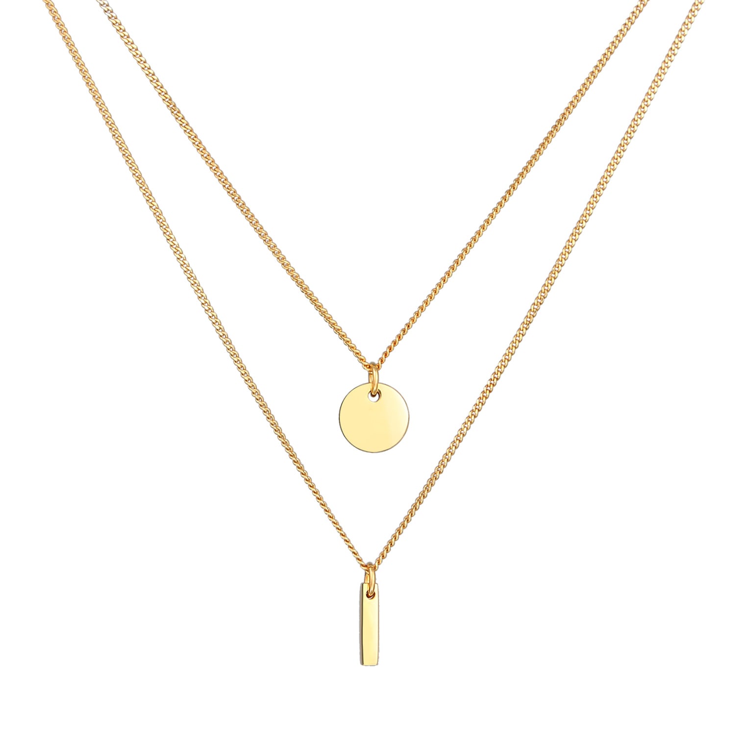 Gold - Elli | Layer-Halskette Stab Geo | 925 Sterling Silber vergoldet