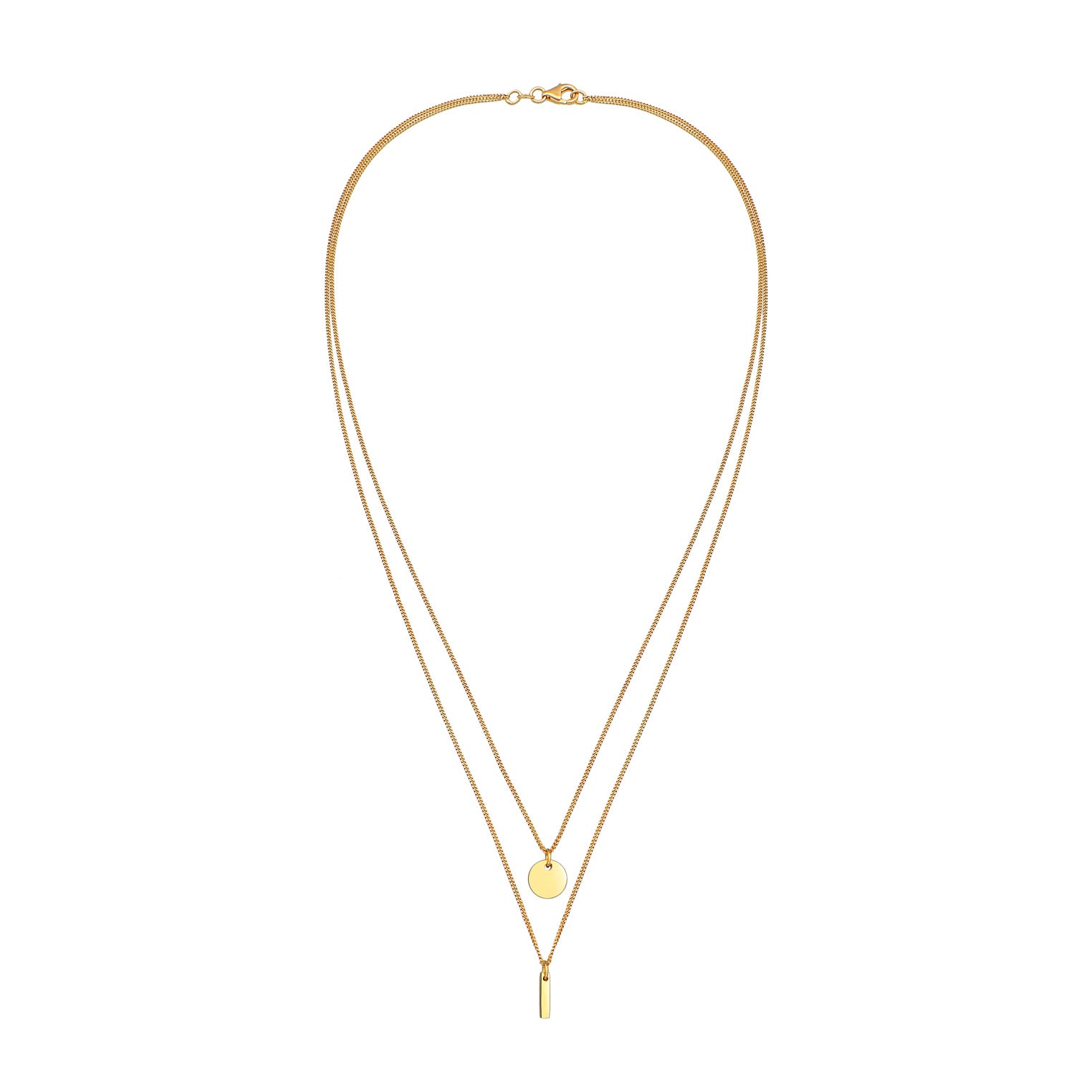 Gold - Elli | Layer-Halskette Stab Geo | 925 Sterling Silber vergoldet