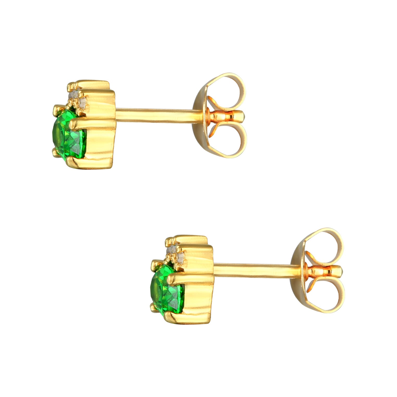 Gold - Elli | Ohrstecker Oval Klassisch | Zirkonia (Grün, Weiß) | 925er Sterling Silber vergoldet