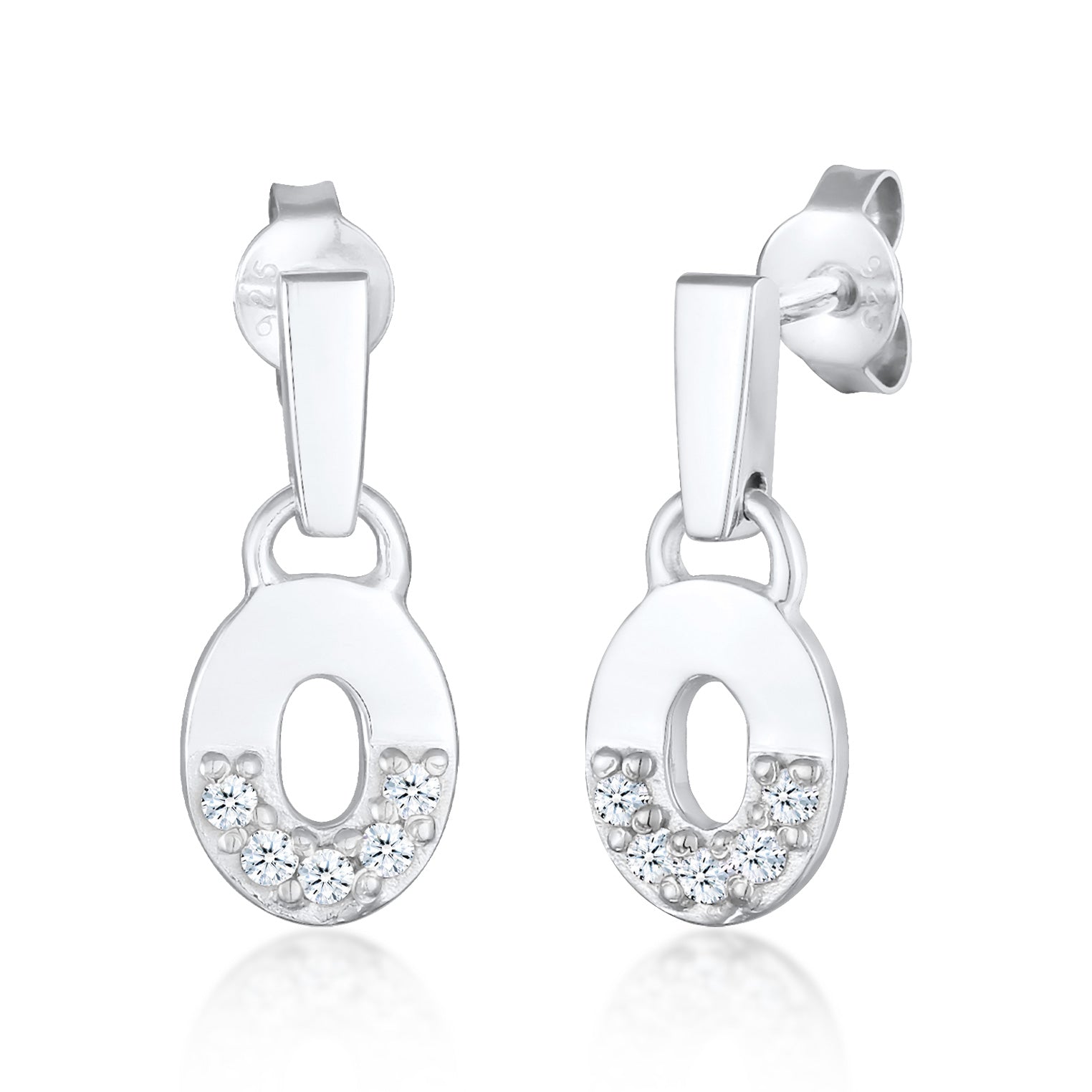 Silber - Elli DIAMONDS | Ohrhänger Rund Geo | Diamant (0.15 ct.) | 925er Sterling Silber