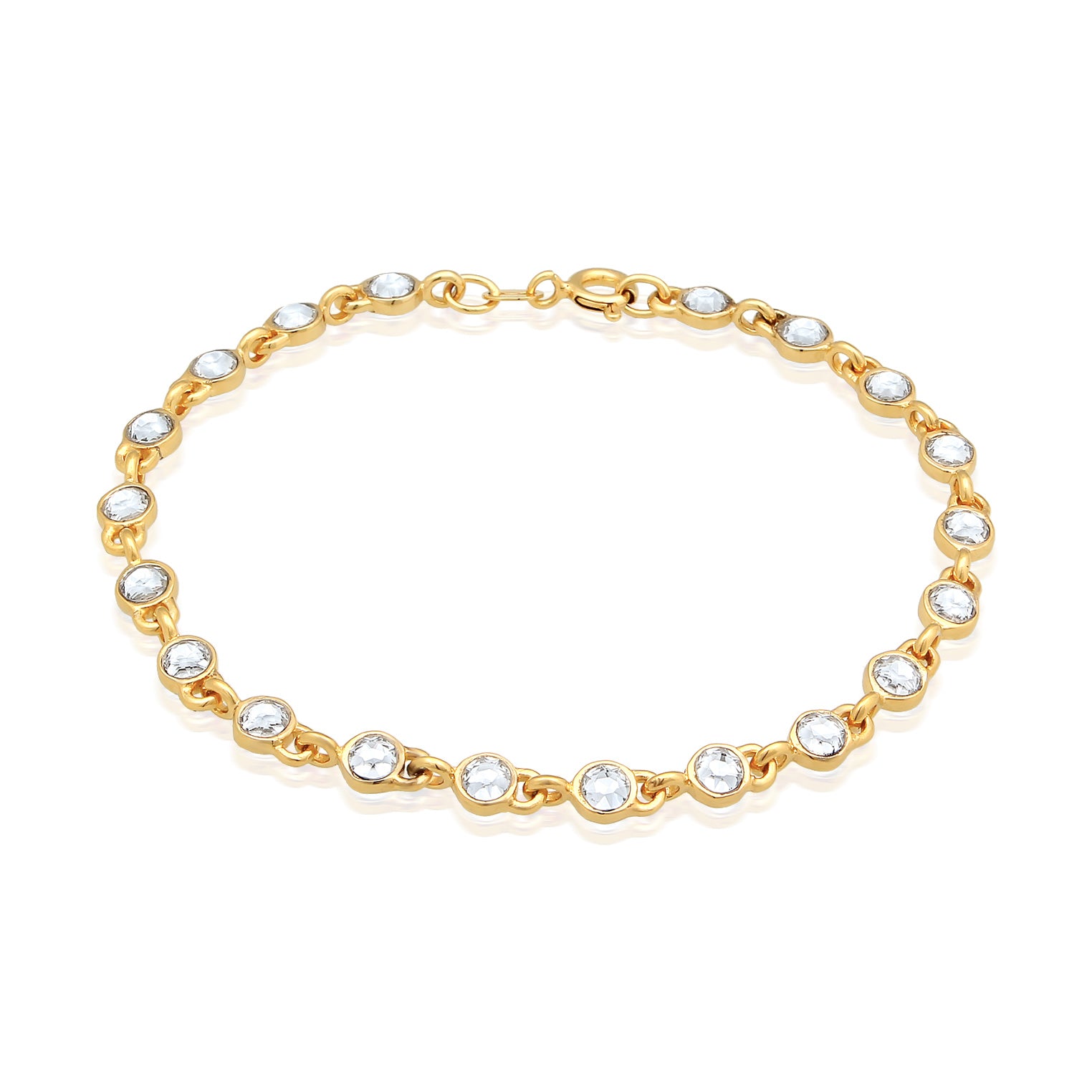 Gold - Elli | Tennisarmband Klassisch | Kristalle (Weiß) | 925er Sterling SIlber vergoldet