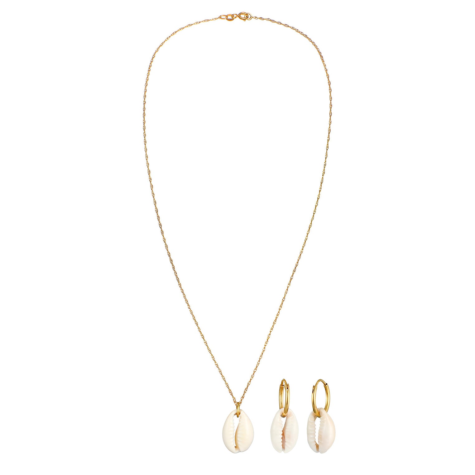 Gold - Elli | Schmuckset Kauri Muschel | 925er Sterling Silber vergoldet